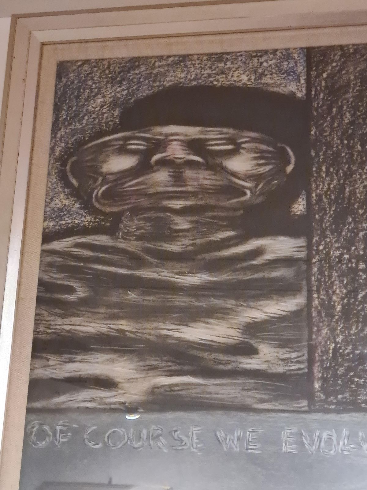 Gordon Muirmonumental Surrealist Pastel, Of Course We Evolve But Does Anything Ever Change?1985 photo Art