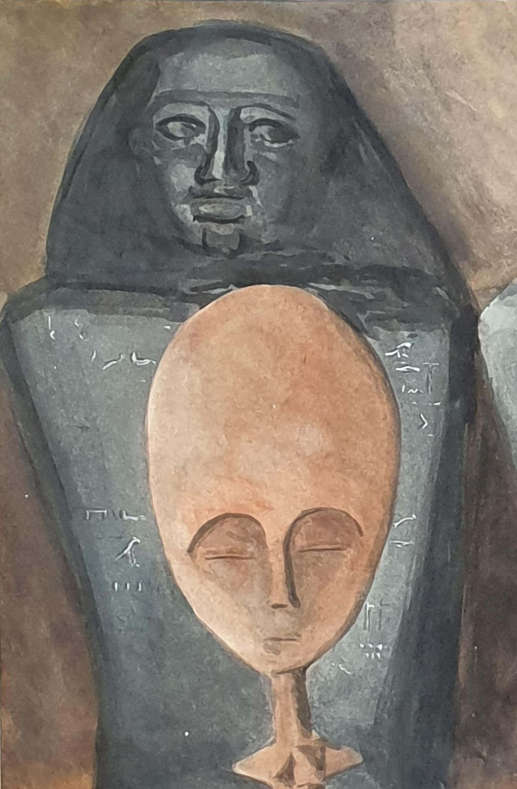 Derek Carruthers Surrealist Painting On Paper, 'Godot', Artefacts Of Civilisations Lost1985 photo vinterior