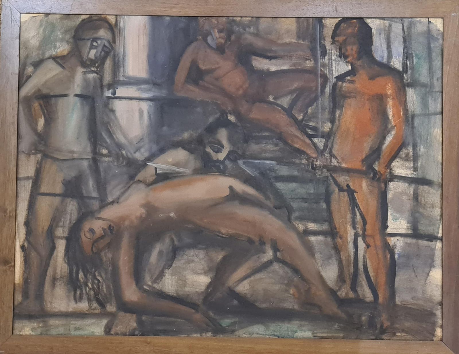 Stephane Lovighi Bourgogneexpressionist Gouache And Watercolour Study For 'Alexander And His Army'.1990s