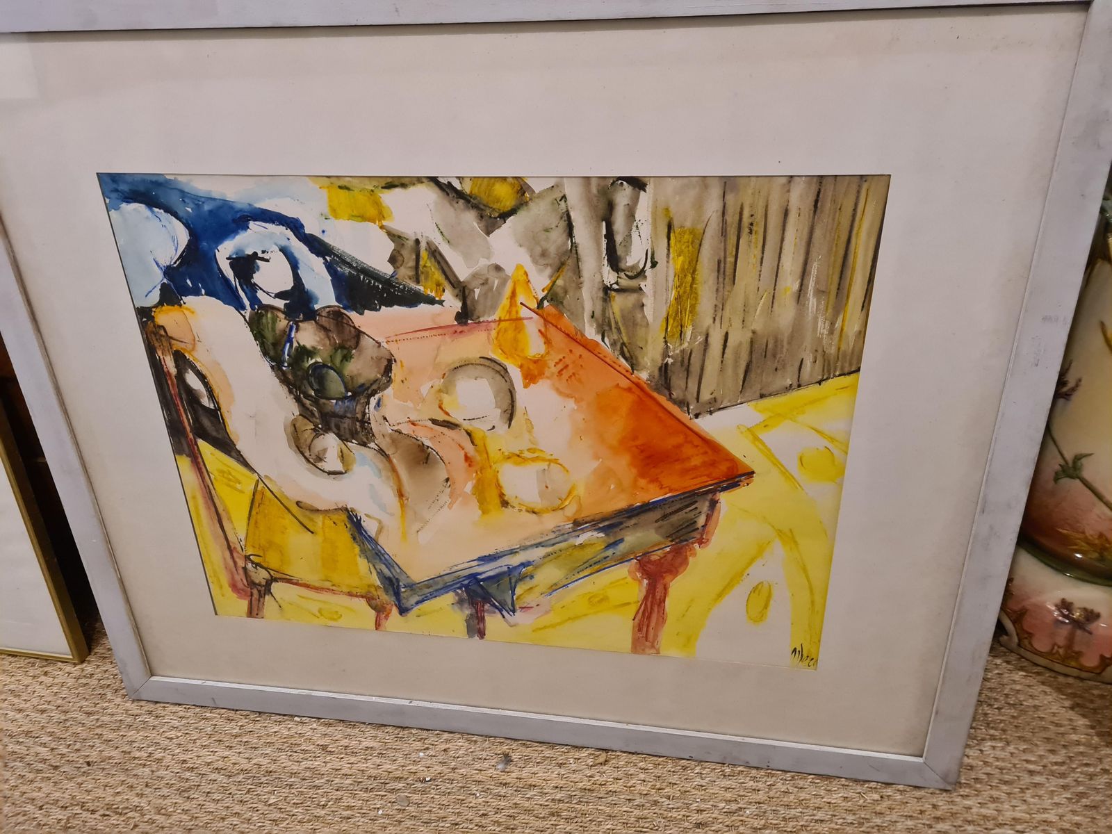 Roger Decaux Mid 20th Century Large Paris School Watercolour Of A Tablescapemid Century photo vintage