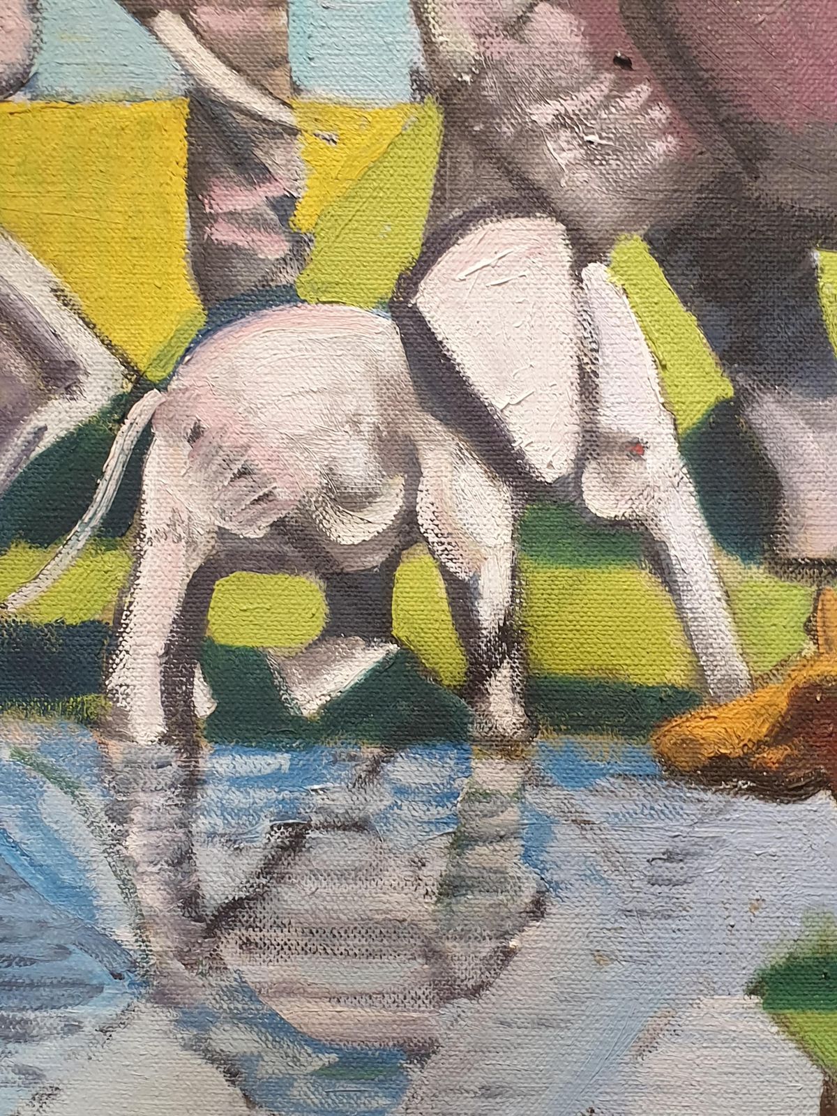 photo furniture Derek Carrutherslarge Scale Surrealist Oil On Canvas, 'At The Watering Hole'.