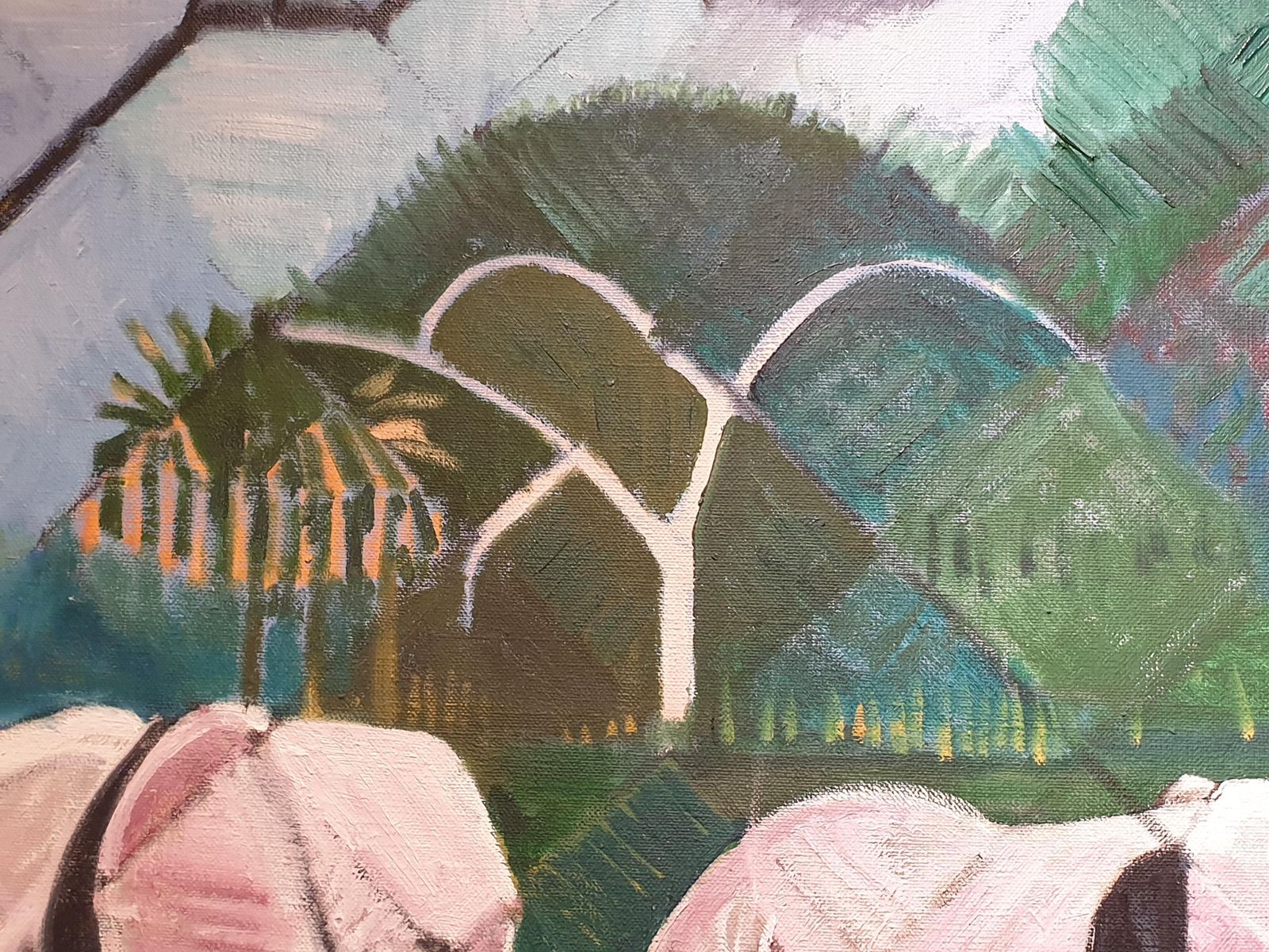 photo buy Derek Carrutherslarge Scale Surrealist Oil On Canvas, 'At The Watering Hole'.
