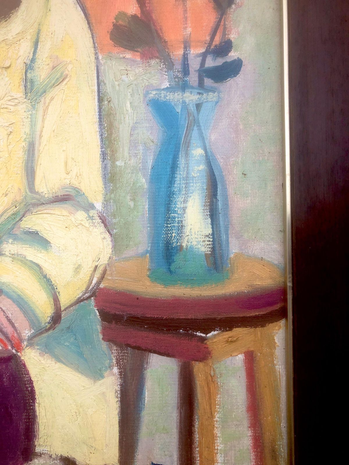 Jordi Curos Woman And Guitar Oil On Board Painting Fauvism 1980 photo Art