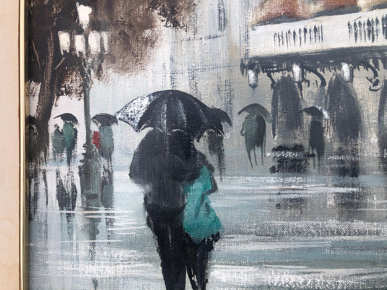 Albert Junyent Quinquer Barcelona Liceo Oil On Canvas Painting Spanish Urbanscape Spain 1956 photo Art