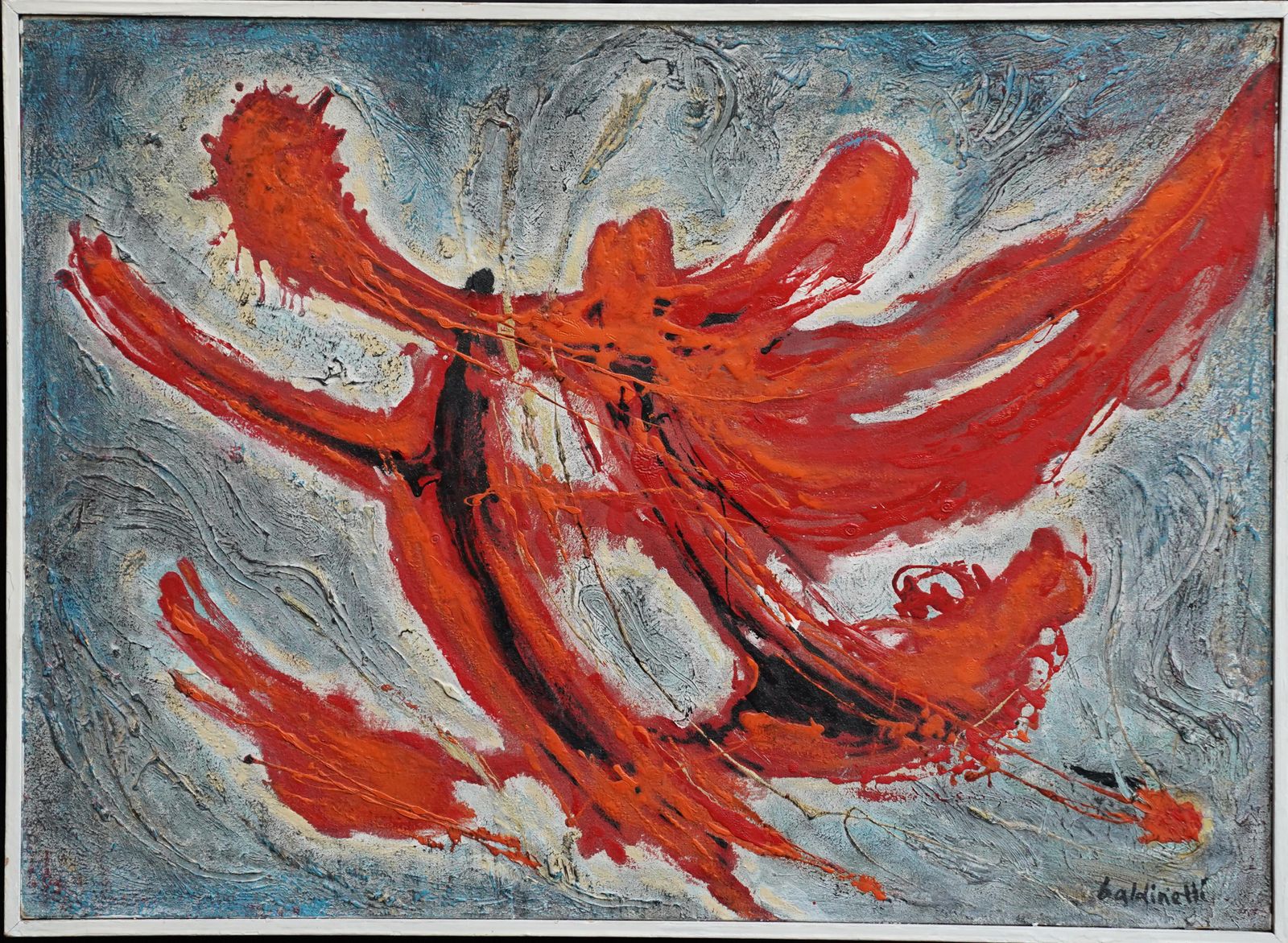 Armando Baldinelliorange Abstract   Italian/South African Sixties Abstract Art Oil Paintingcirca 1960