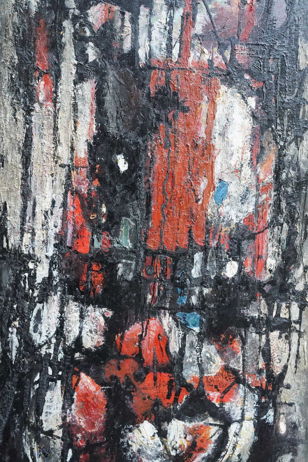 Armando Baldinelliblack White Orange Abstract   Italian/South African Art Fifties Oil Painting Circa 1958 photo 2244.0