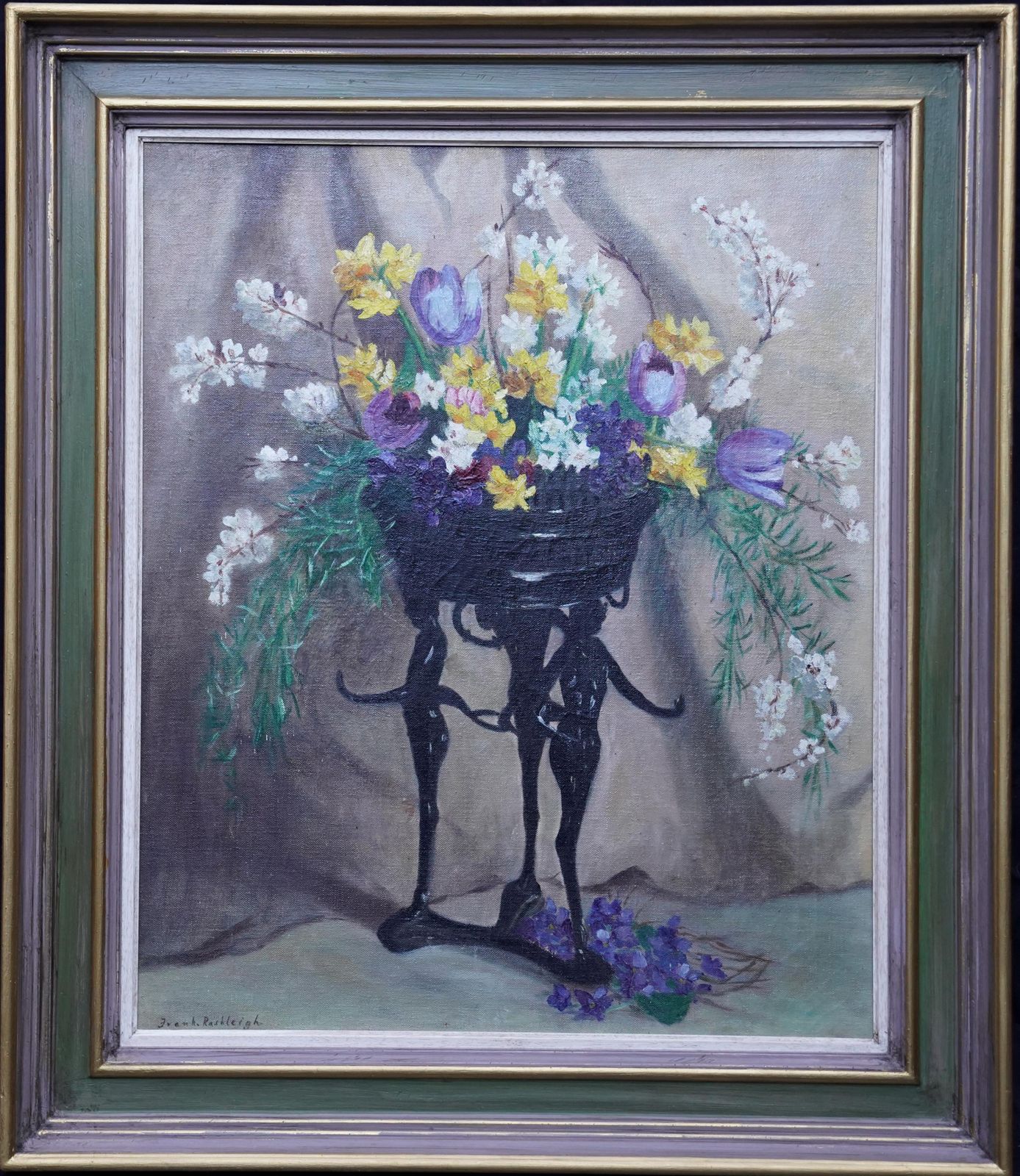 photo for sale Frank Rashleighart Deco Spring Flowers   British 1930's Art Floral Still Life Oil Paintingcirca 1937