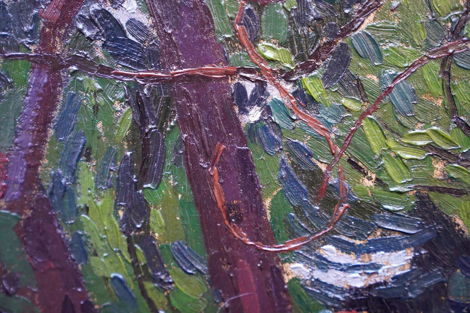 Peter L. Fieldview Through Trees   British Post Impressionist 50's Art Landscape Oil Paintingcirca 1950 photo Art