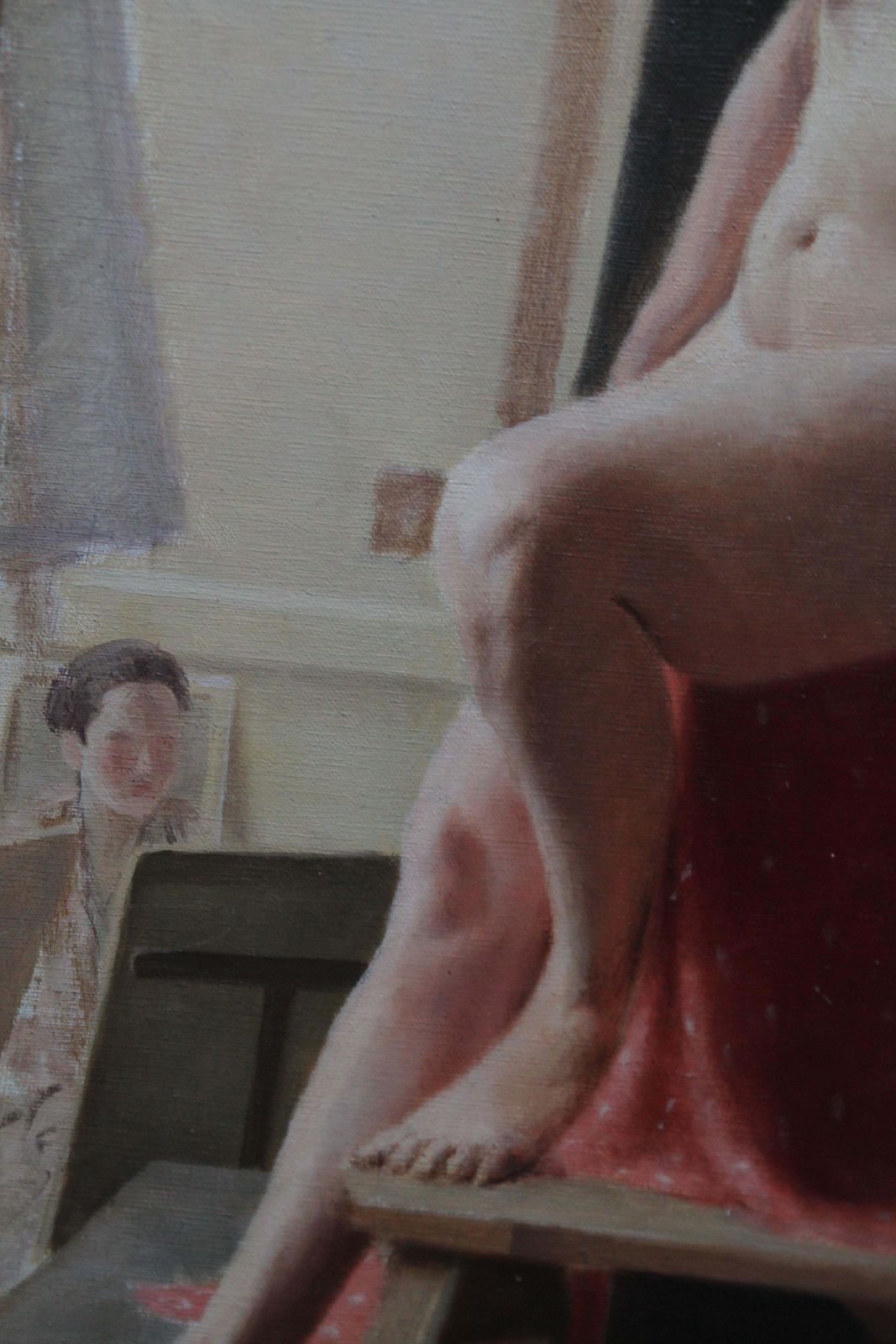 E.A. Jayseated Nude Model In Art Class   British 40's Slade School Portrait Oil Paintingcirca 1940 photo 2448.0
