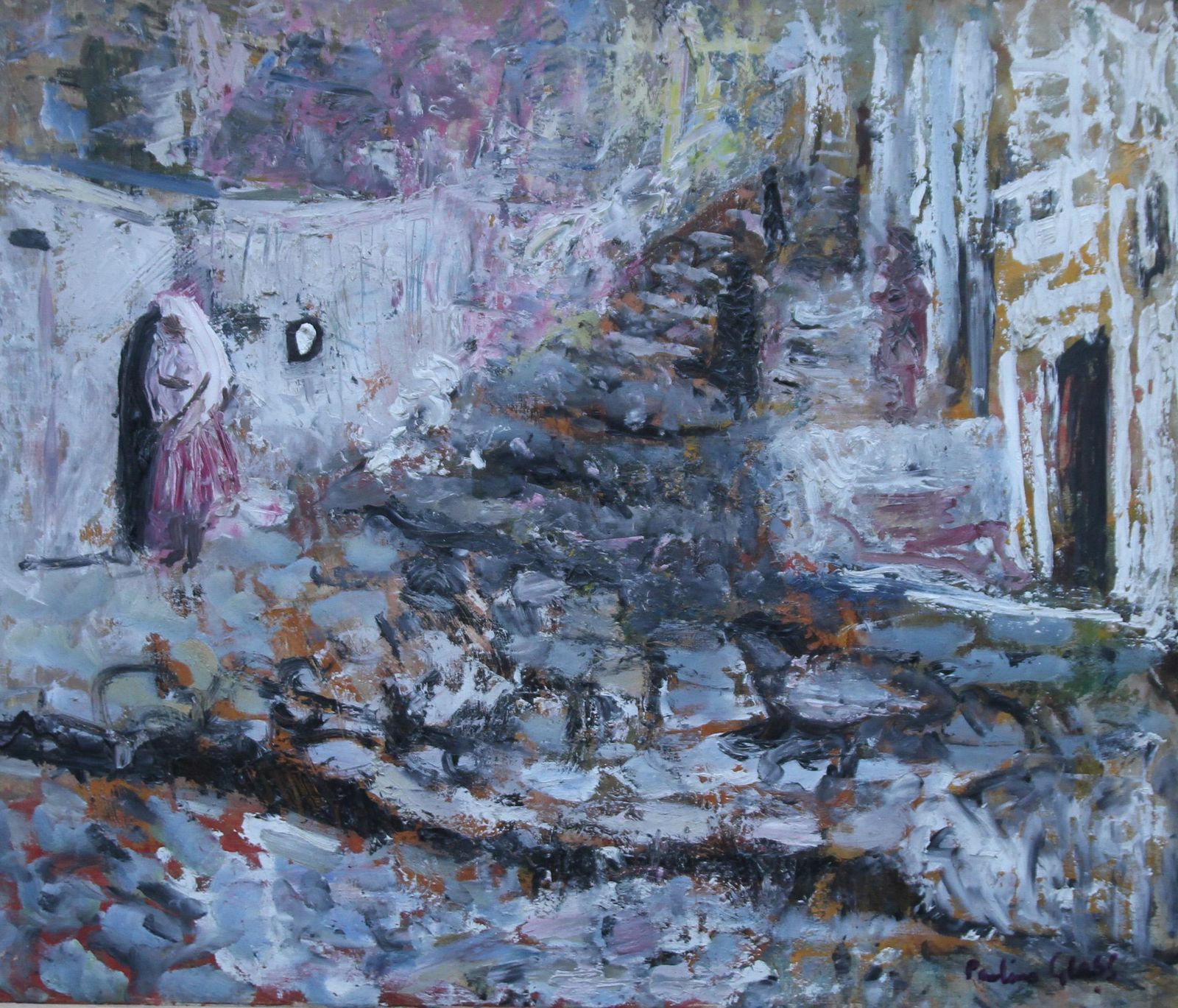 Pauline Glassspanish Wedding   British Art  1950's Oil Painting Bride Spanish Landscapecirca 1955 photo vintage