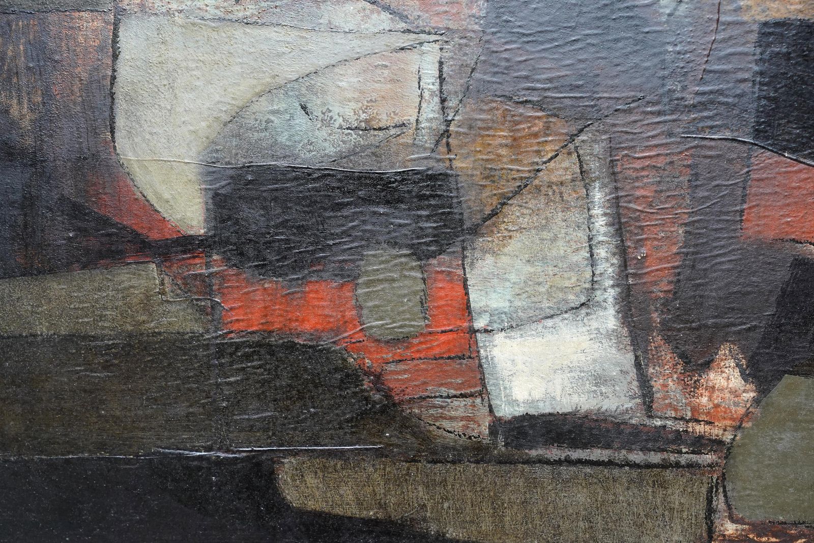 Borge Herman Hansenabstract Composition   Rock Fragment   Danish 1961 Abstract Art Oil Painting1961 photo for sale