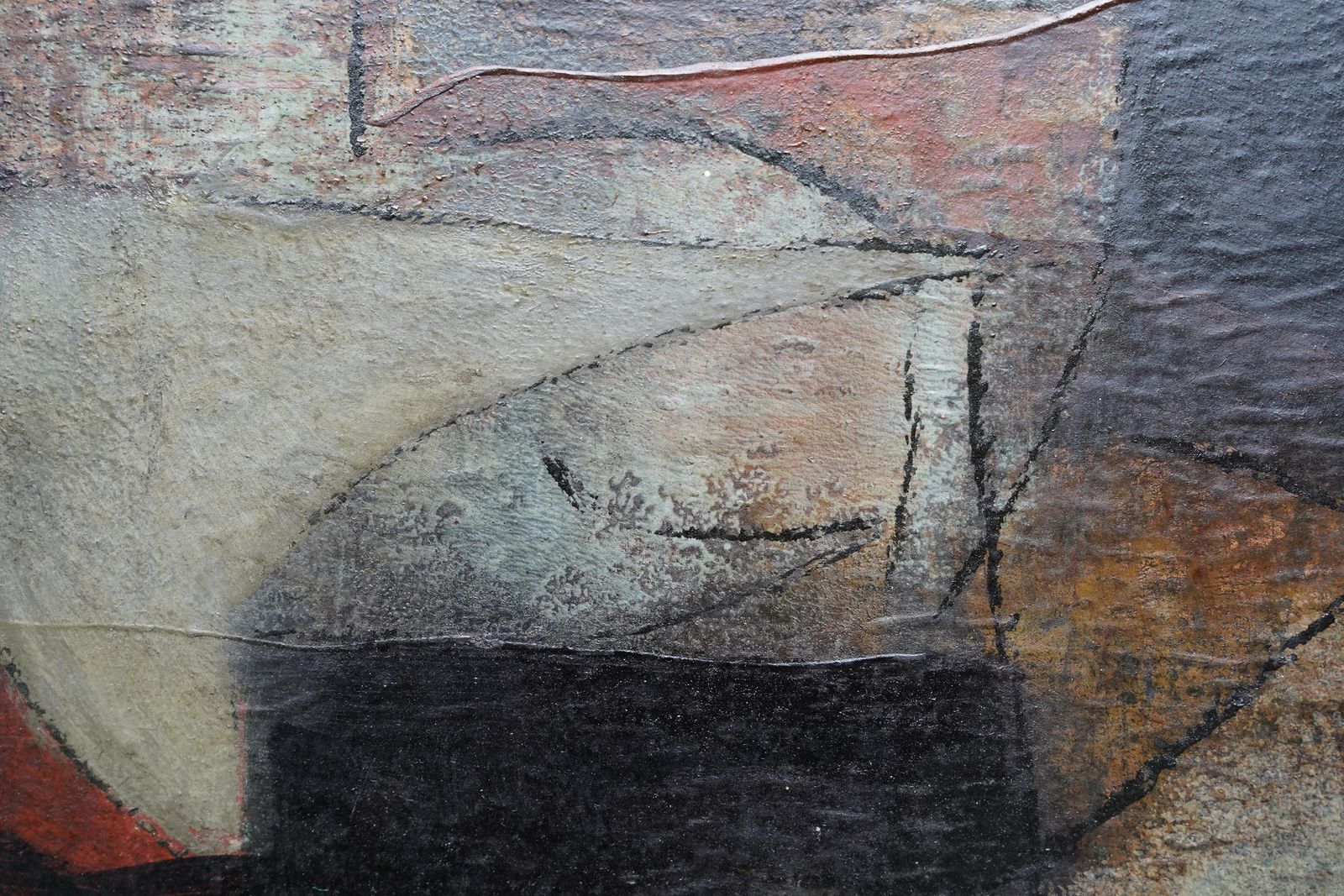 Borge Herman Hansenabstract Composition   Rock Fragment   Danish 1961 Abstract Art Oil Painting1961 photo buy