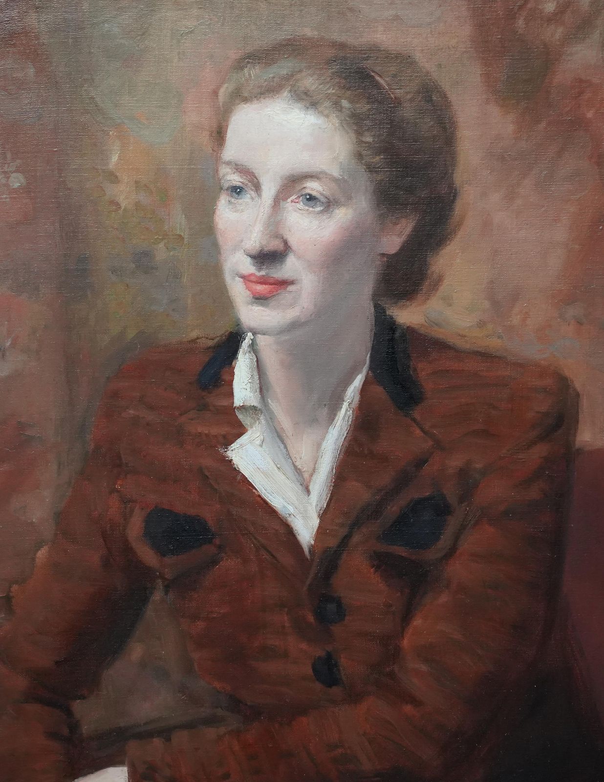 Anthony Devasportrait Of Lady Audrey Norris   British 50s Post Impressionist Art Oil Paintingcirca 1950 photo for sale