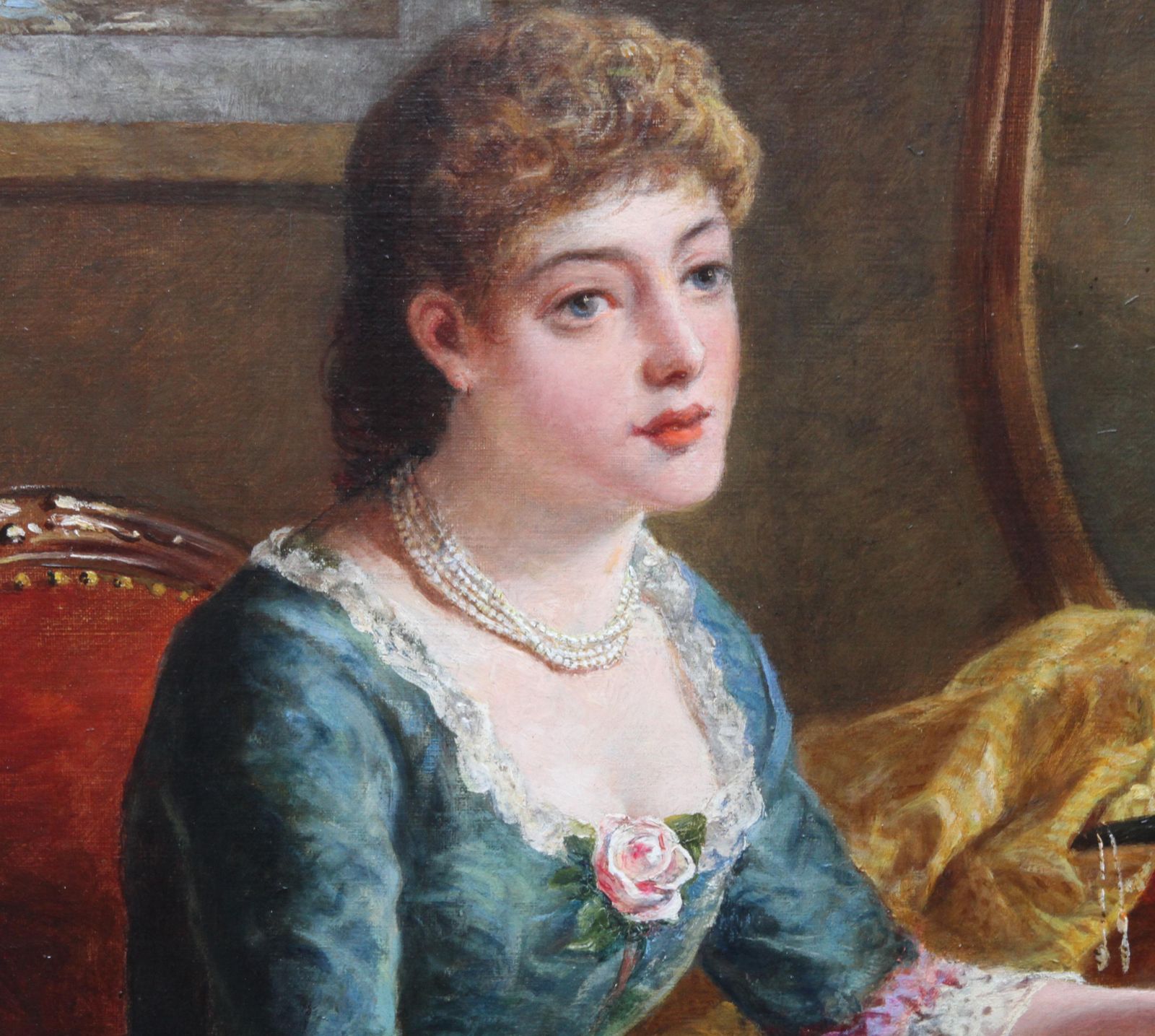 George Wellsportrait Of Chlorinda With Letter   British Art Victorian Genre Oil Painting Circa 1880 photo Art