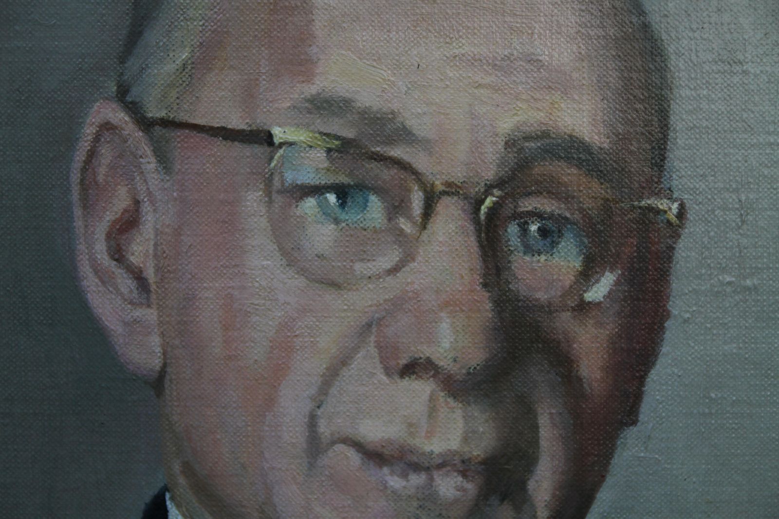 Harry Rutherfordportrait Of A Gentleman   British Oil Painting Interior Seated Suited Man Circa 1970 photo Art