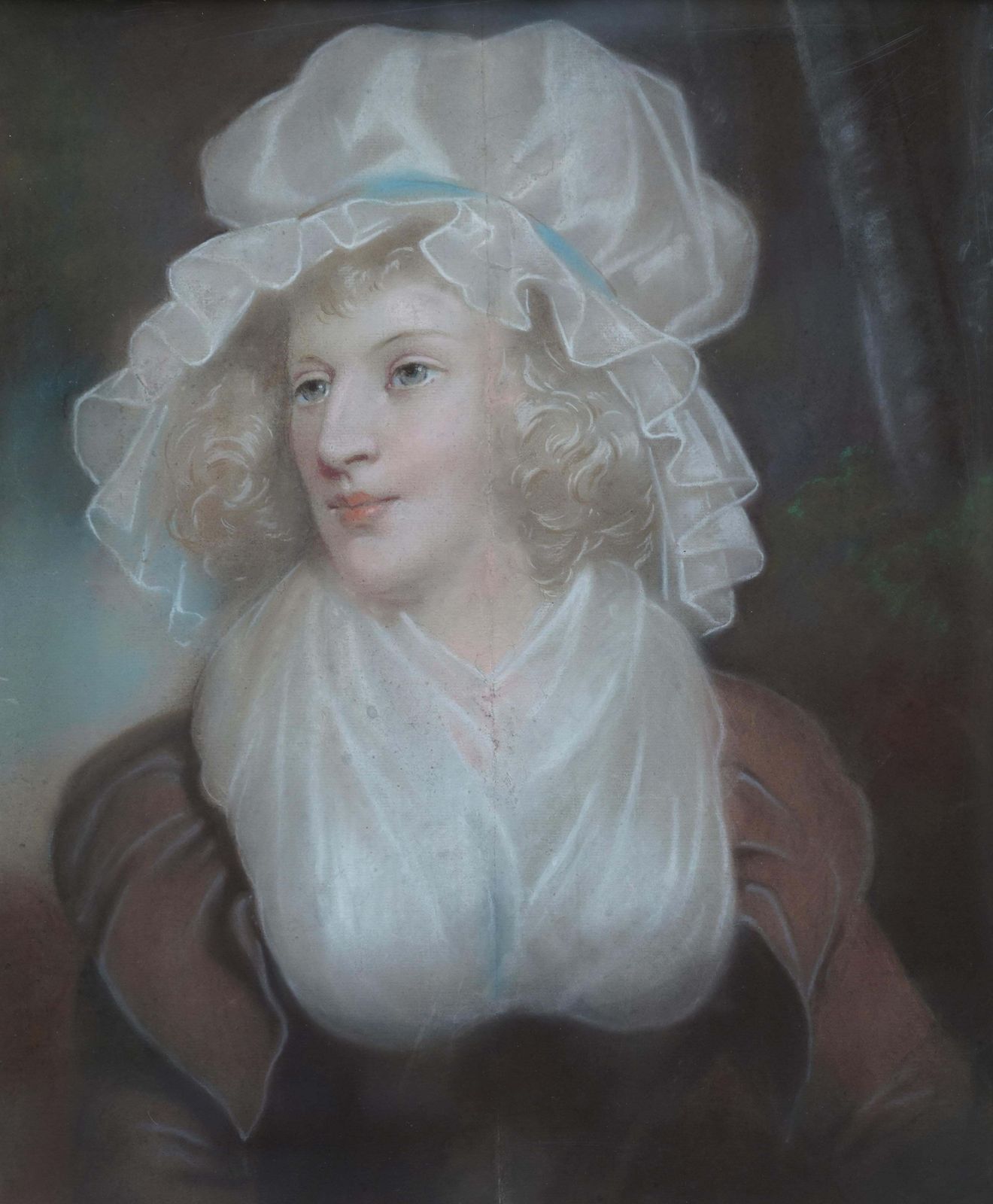 John Russell (Att)Portrait Of Lady In Mob Cap   British Old Master 18th Century Art Oil Paintingcirca 1790 photo furniture