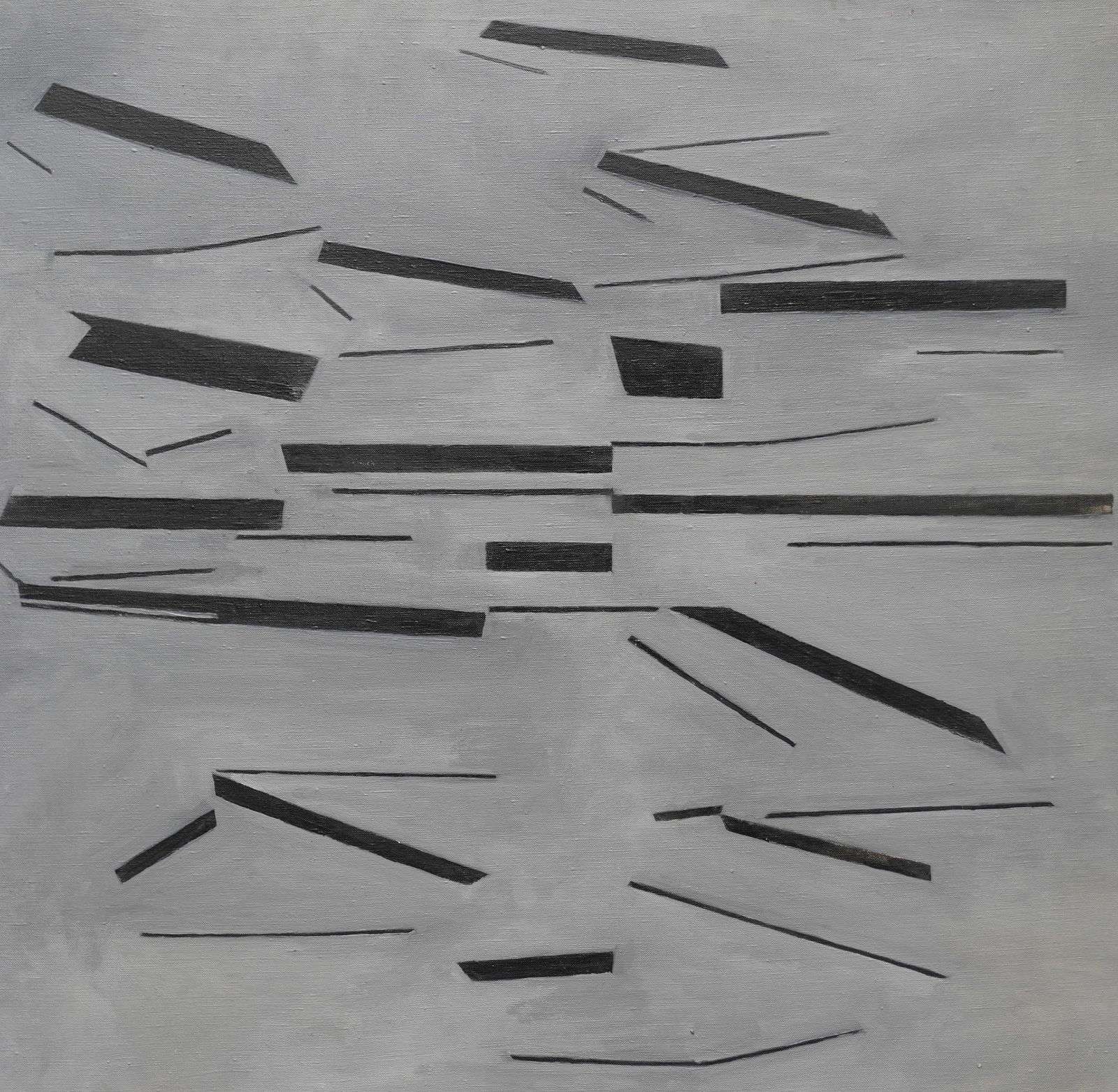 Penelope Ellisblack On Grey Conceptual Abstract   British 60's Conceptual Art Oil Painting1963 photo for sale