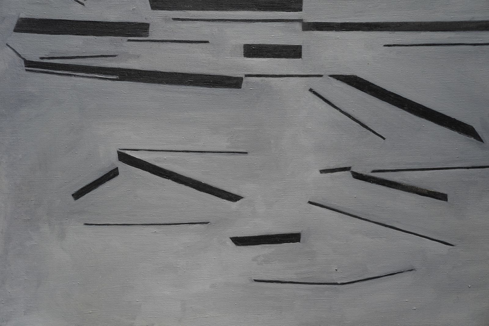Penelope Ellisblack On Grey Conceptual Abstract   British 60's Conceptual Art Oil Painting1963 photo vinterior