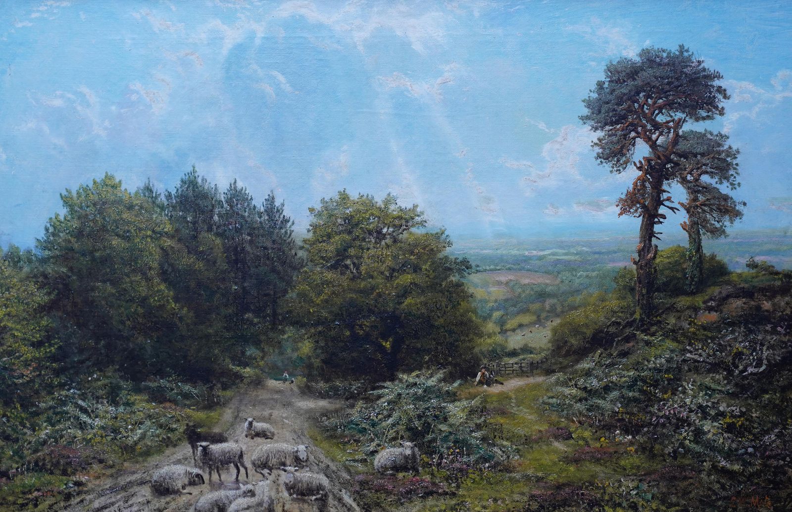 George William Motesheep In A Surrey Landscape   British Victorian Art Sunny Landscape Oil Paintingcirca 1870 photo furniture
