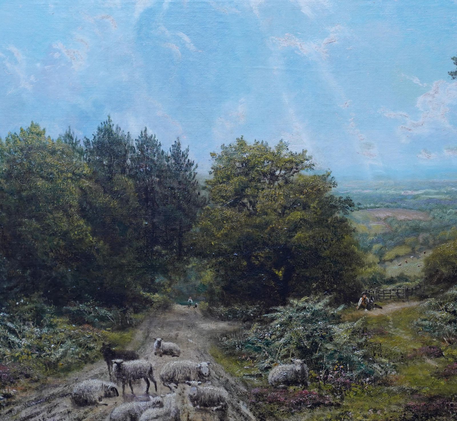 George William Motesheep In A Surrey Landscape   British Victorian Art Sunny Landscape Oil Paintingcirca 1870 photo Art