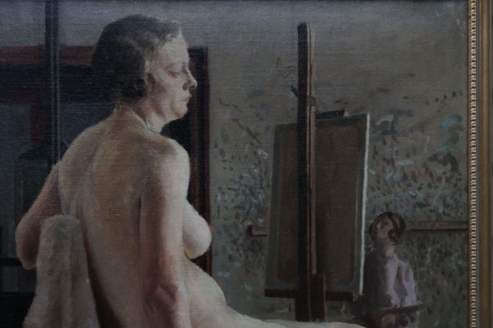 E.A. Jaynude In Life Class With Green Shoes   British 40's Slade School Art Oil Paintingcirca 1940 photo 3673.0