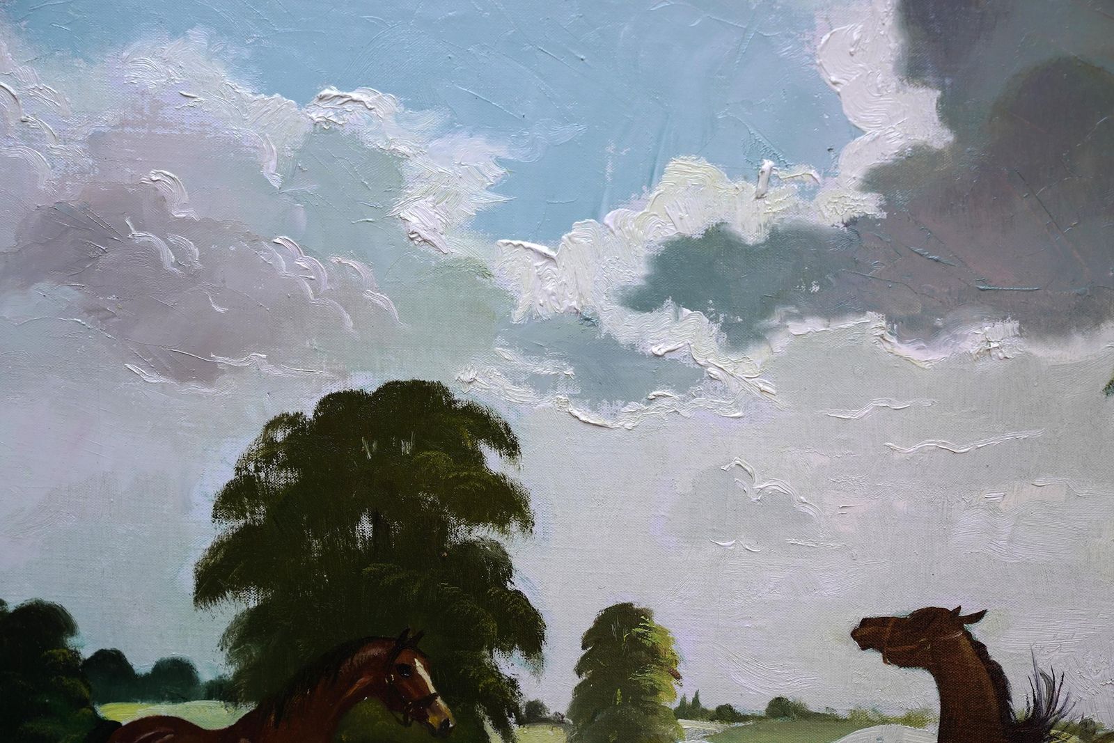 Doris Zinkeisenhorses In A Landscape   Scottish 1960's Equine Art Oil Painting Female Artistcirca 1960 photo 3673.0