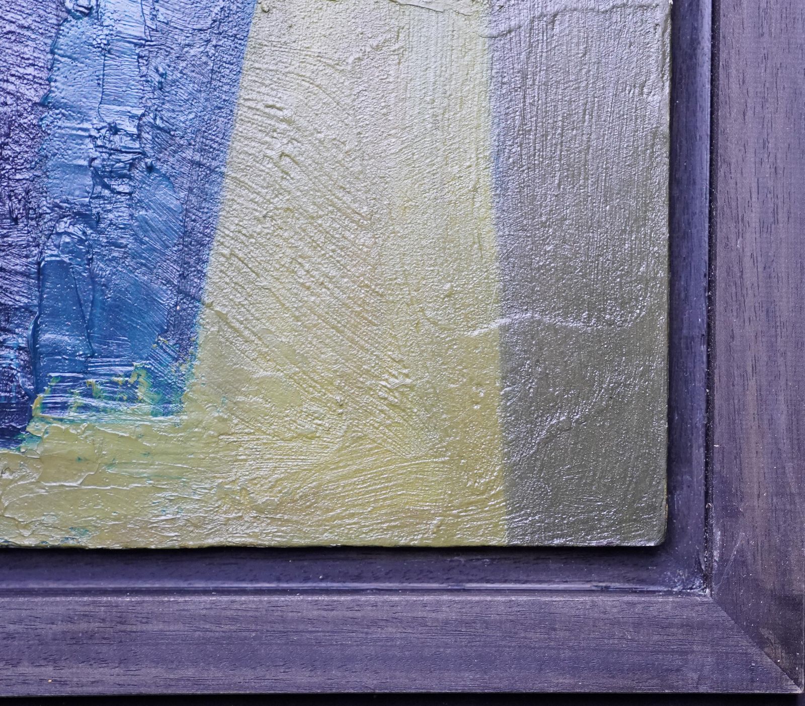 Peter L. Fieldblue Yellow Abstract   British Sixties Abstract Art Oil Paintingcirca 1960 photo vintage