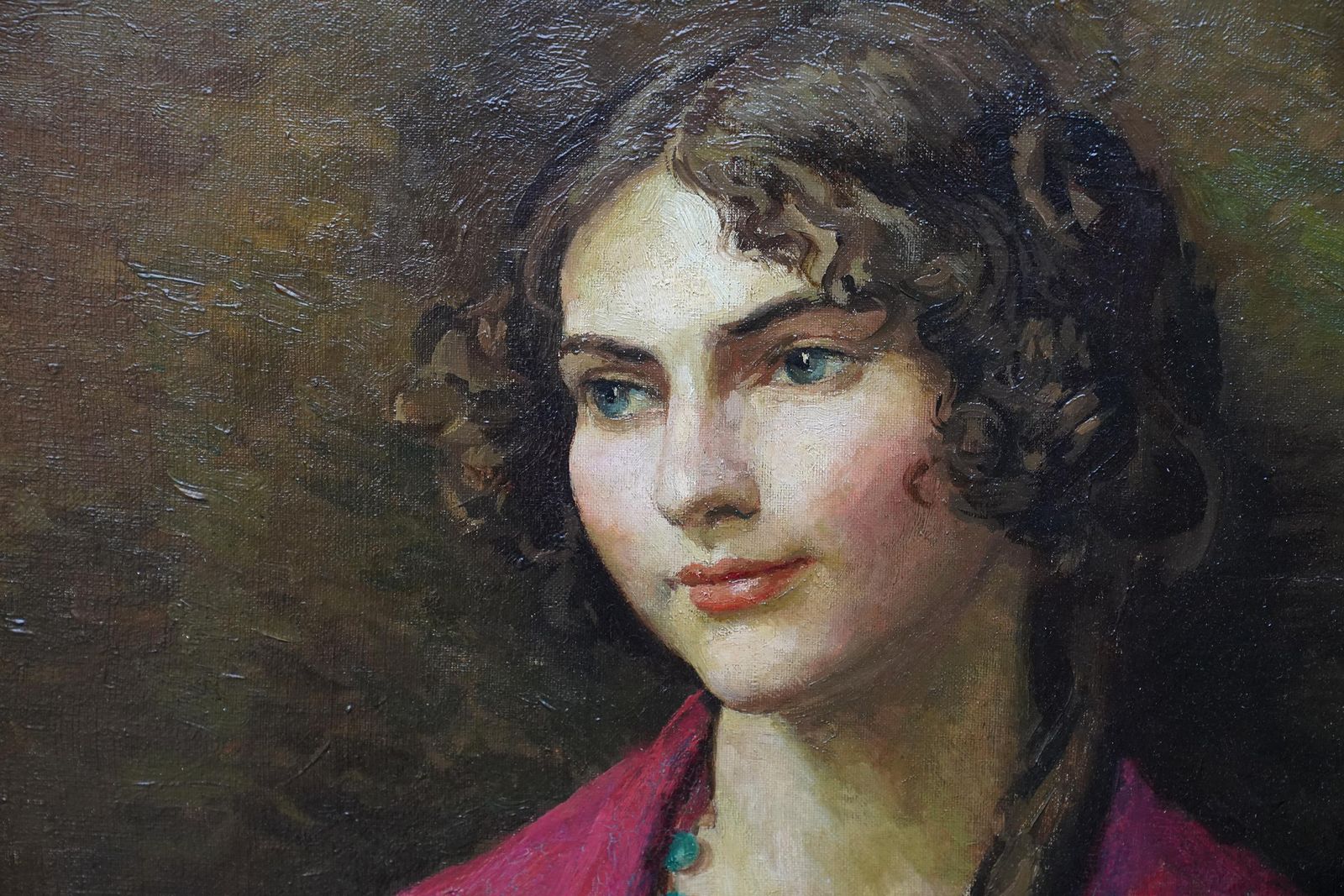Lionel Ellisportrait Of Woman In Red Shawl   Nudes Verso   British 1940's Art Oil Paintingcirca 1940 photo 4081.0