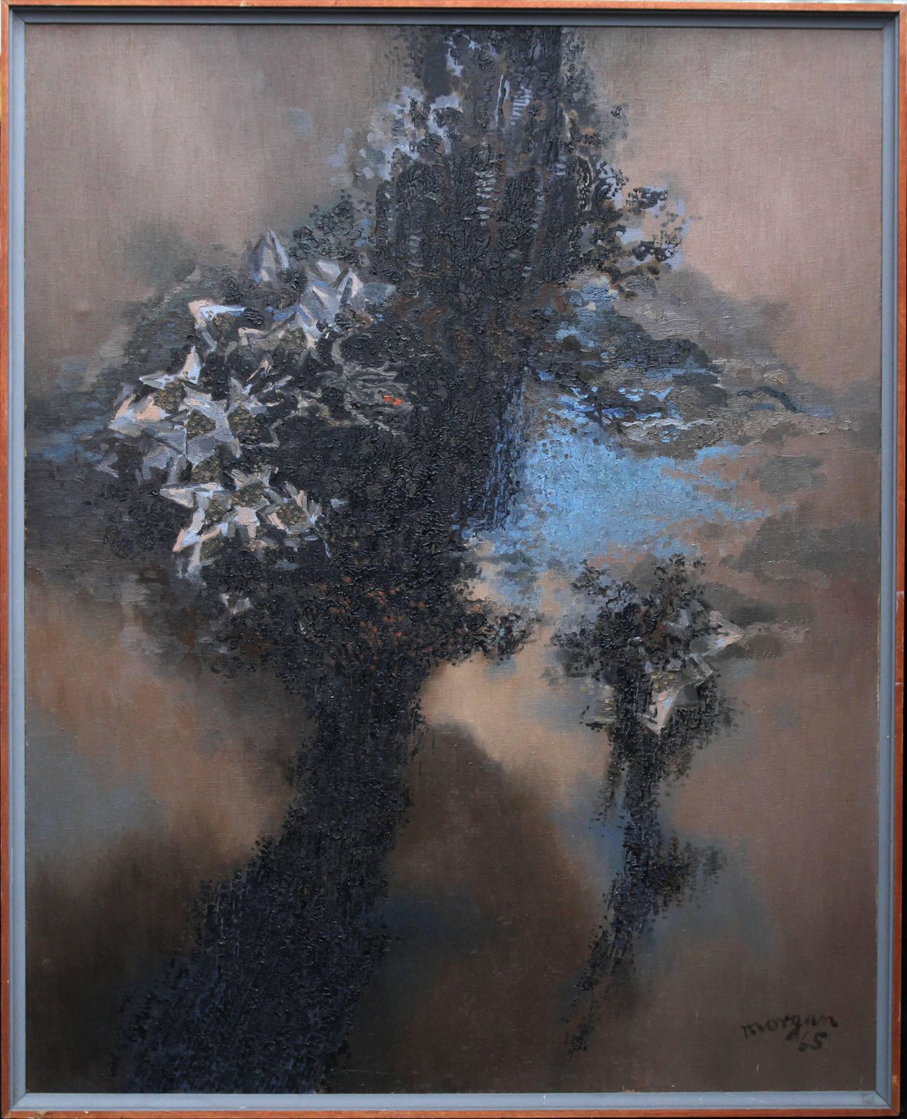 Glyn Morgangod Of Winter Plants   Welsh 60s Abstract Art Oil Painting Landscape Flora Fauna1965