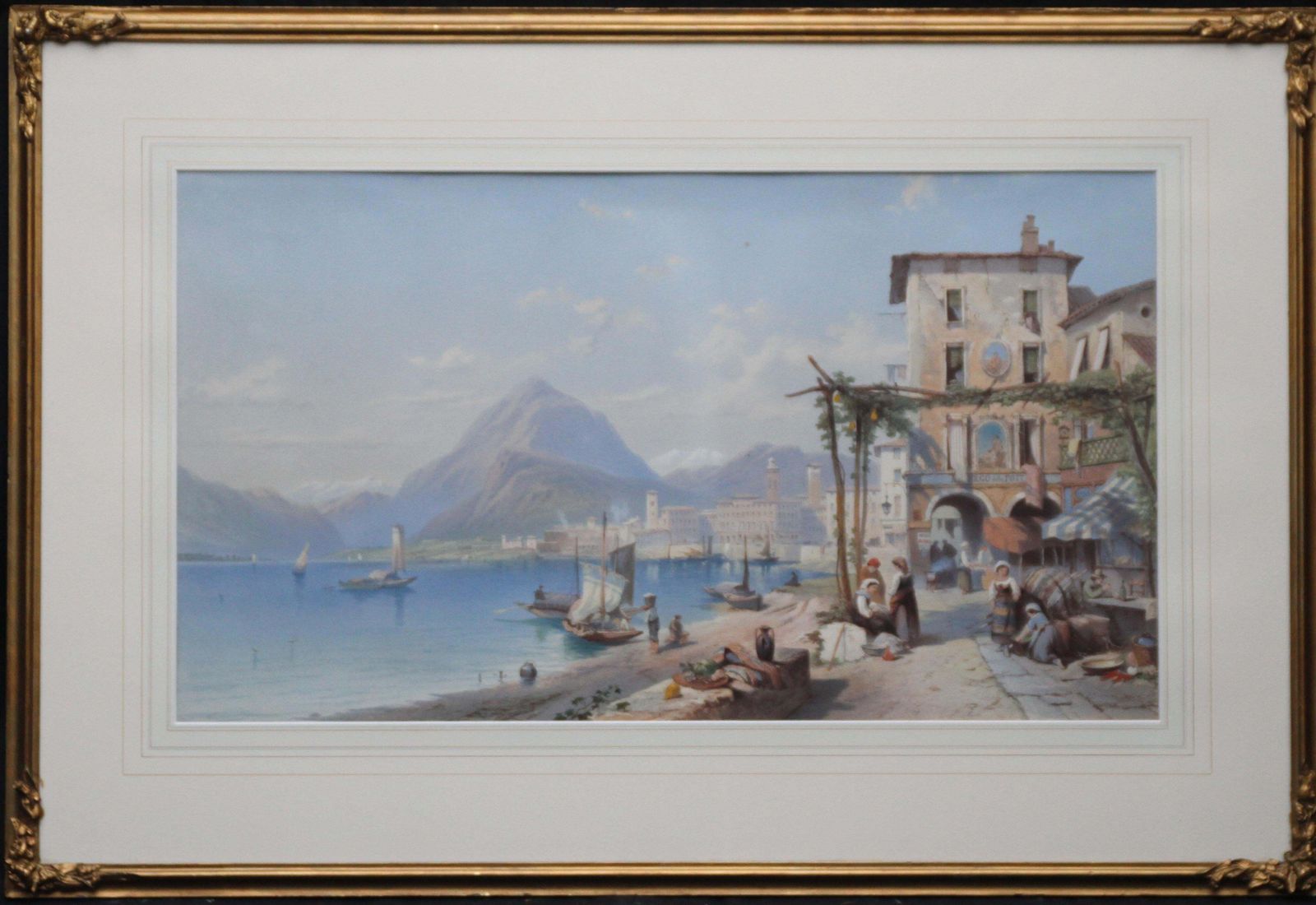 Art Thomas Leeson Scrase Rowbothambay Of Naples Italy   British 19th Century Art Oil Painting Italian Marinescape Circa 1886 photo