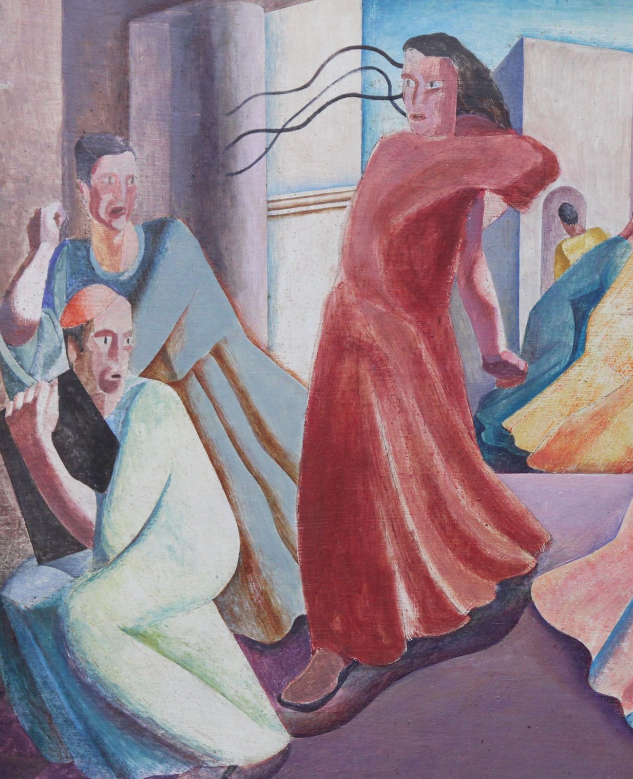 Augustus Lunnchrist Expelling Money Changers   British 30's Surrealist Art Religious Interiorcirca 1935 photo Art