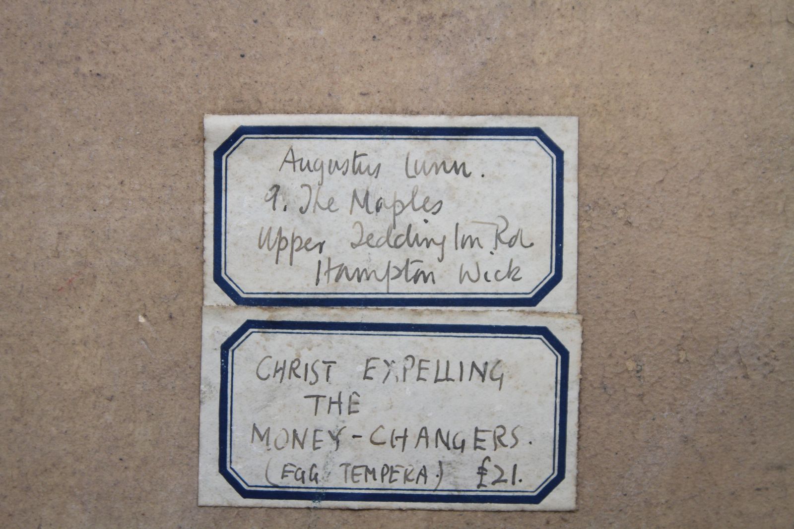 Augustus Lunnchrist Expelling Money Changers   British 30's Surrealist Art Religious Interiorcirca 1935 photo vintage