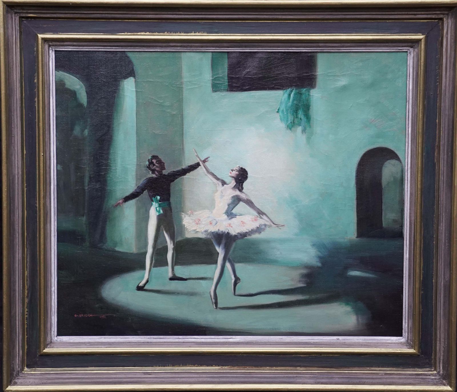 Elizabeth Bridgeballerinas Pas De Deux   British 1950's Ballet Dancers Art Oil Painting Dance1951