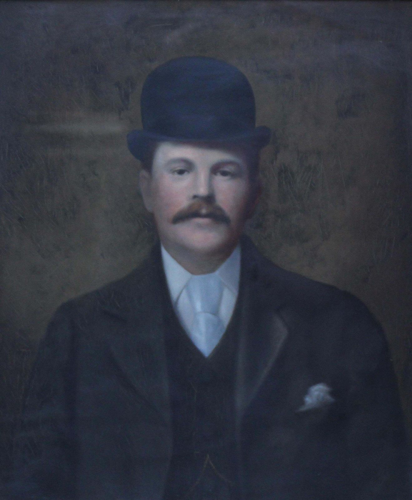 Unknownportrait Of A Gentleman In A Bowler Hat   British Late 19th Century Artcirca 1880 photo furniture