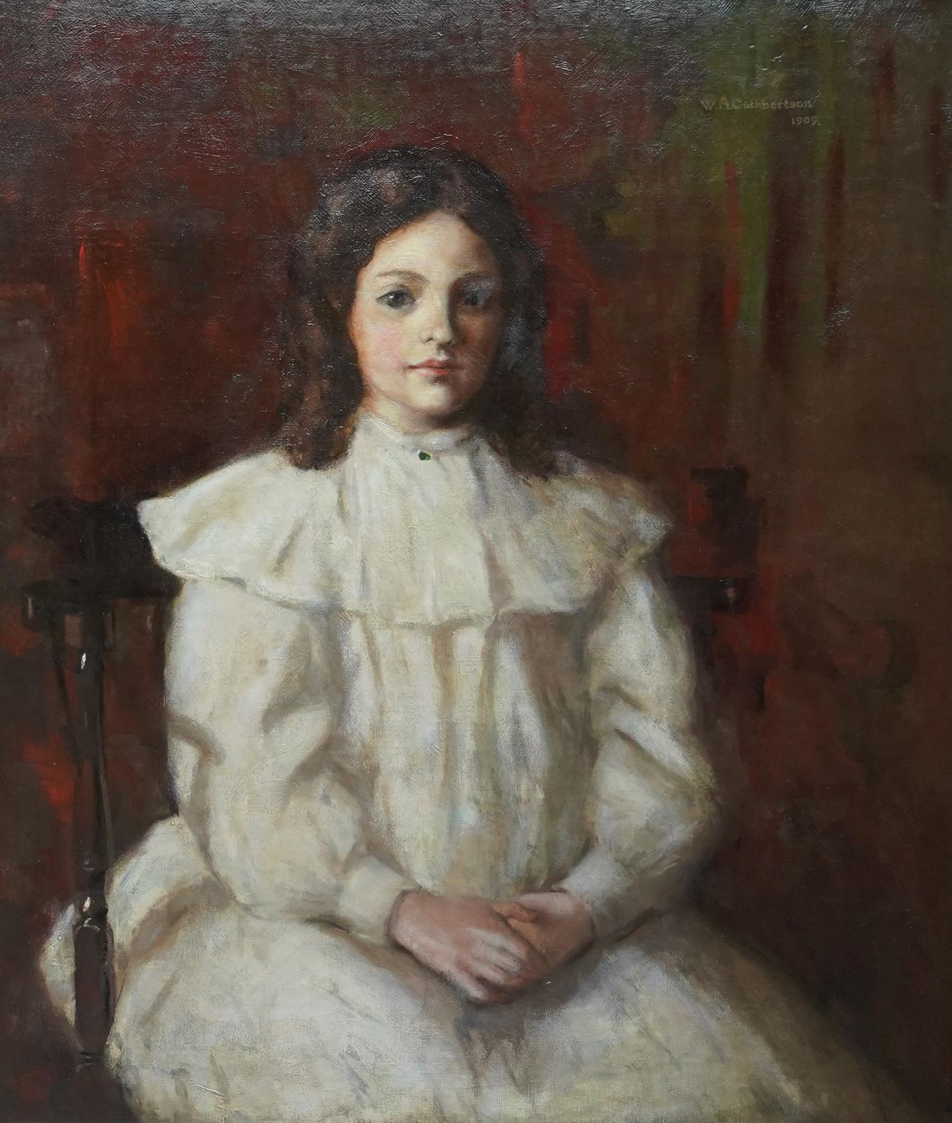 photo for sale William Alexander Cuthbertsonedwardian Portrait Of A Young Girl   Scottish 1909 Art Portrait Oil Painting1909