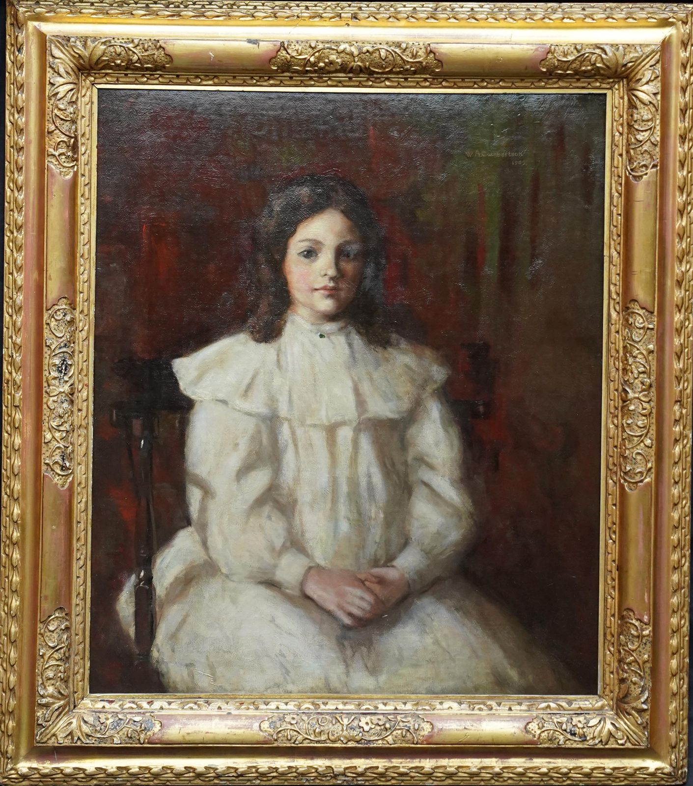Art William Alexander Cuthbertsonedwardian Portrait Of A Young Girl   Scottish 1909 Art Portrait Oil Painting1909 photo