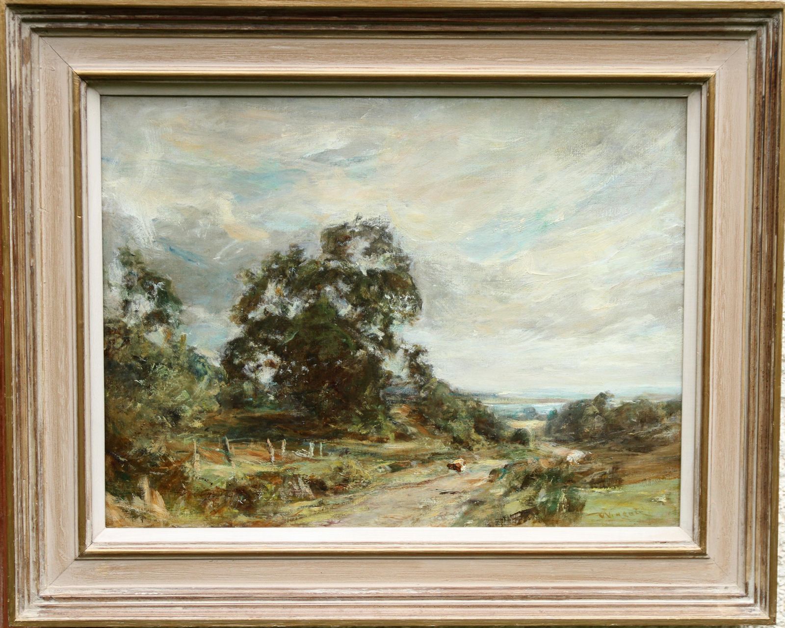 Art Sir Charles James Lawton Wingateglimpse Of The Sea   Scottish 1915 Art Impressionist Landscape Oil Painting Circa 1915 photo