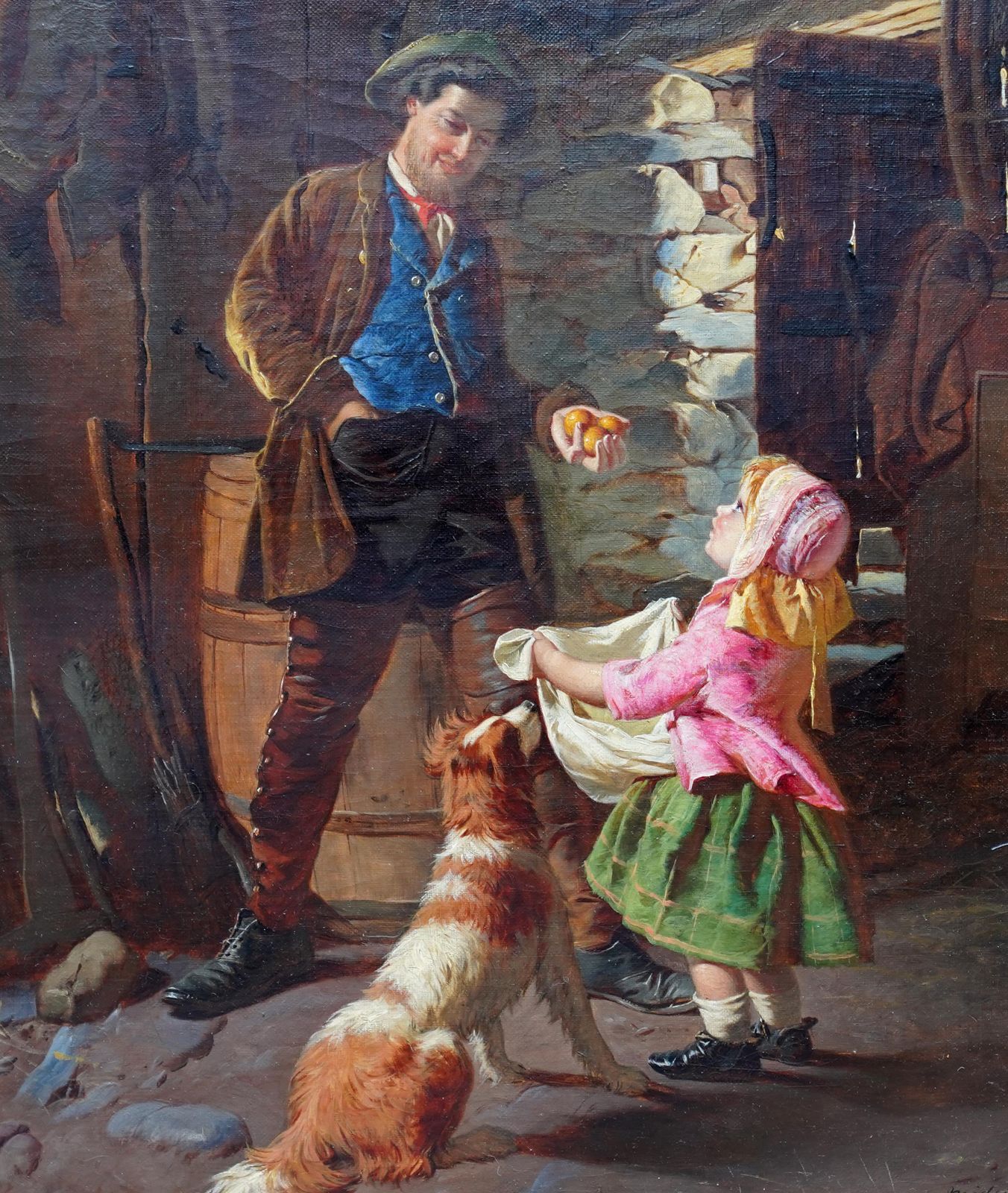 William Henry Midwoodportrait Of A Farmer Daughter And Dog   British 19th Century Genre Oil Paintingcirca 1870 photo for sale