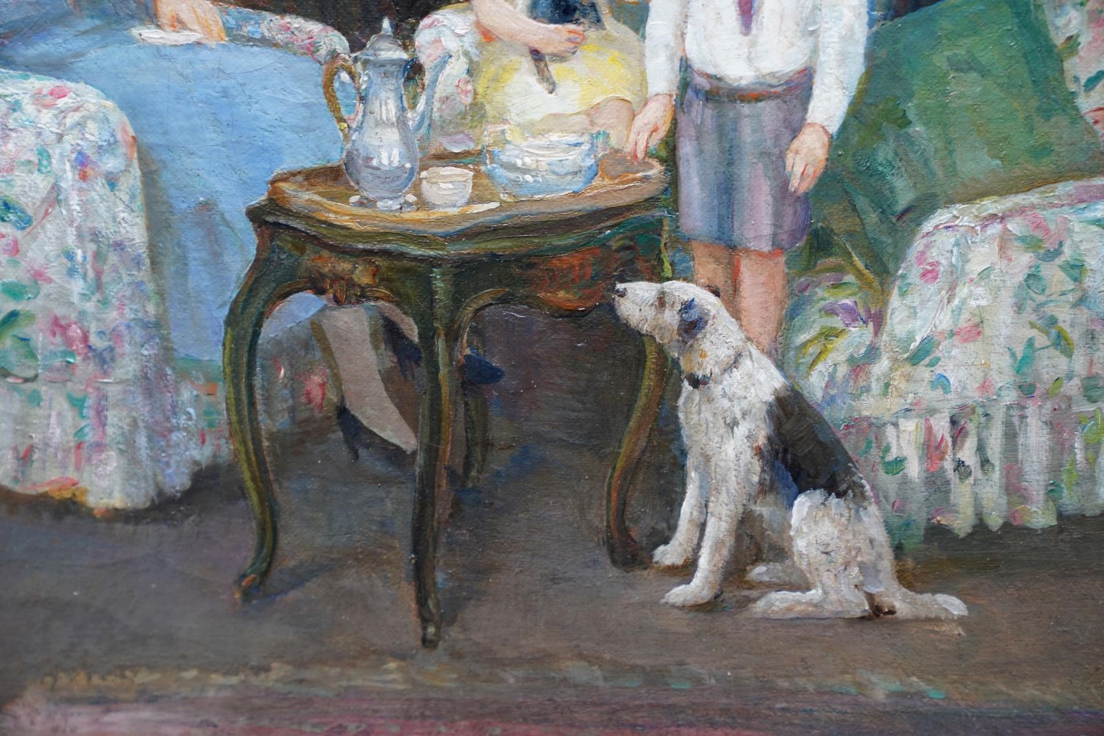 Charles Ernest Cundallportrait Of A Family In An Interior   British 1950's Art Oil Paintingcirca 1955 photo vintage
