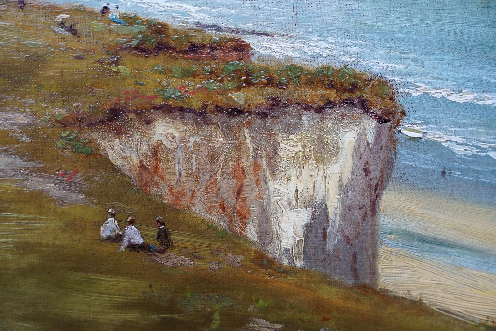 Robert Finlay Mcintyrecromer Coastal Landscape From Cliffs   British 19th Century Art Oil Paintingcira 1880 photo vintage