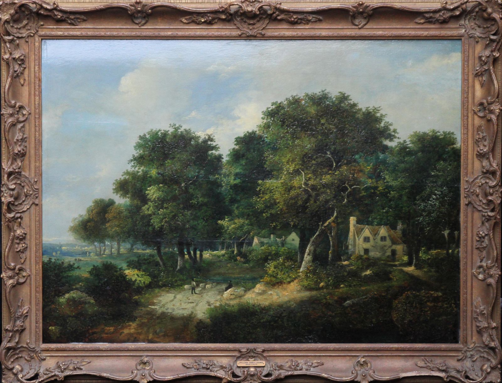 Art William Henry Cromelandscape With Cottages And Sheep   British Victorian 1850's Art Oil Paintingcirca 1850 photo