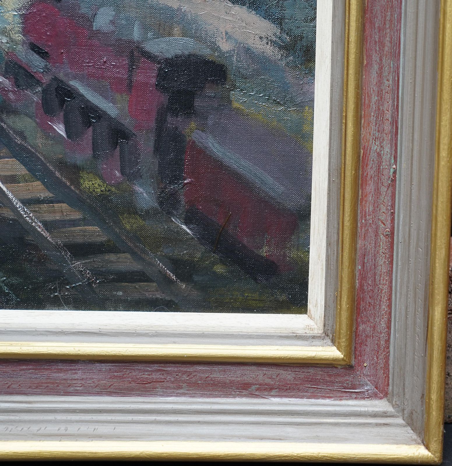Art Harry Jefferson Barnesindustrial Railway Landscape   Scottish 50s Art Post Impressionist Oil Paintingcirca 1950 photo