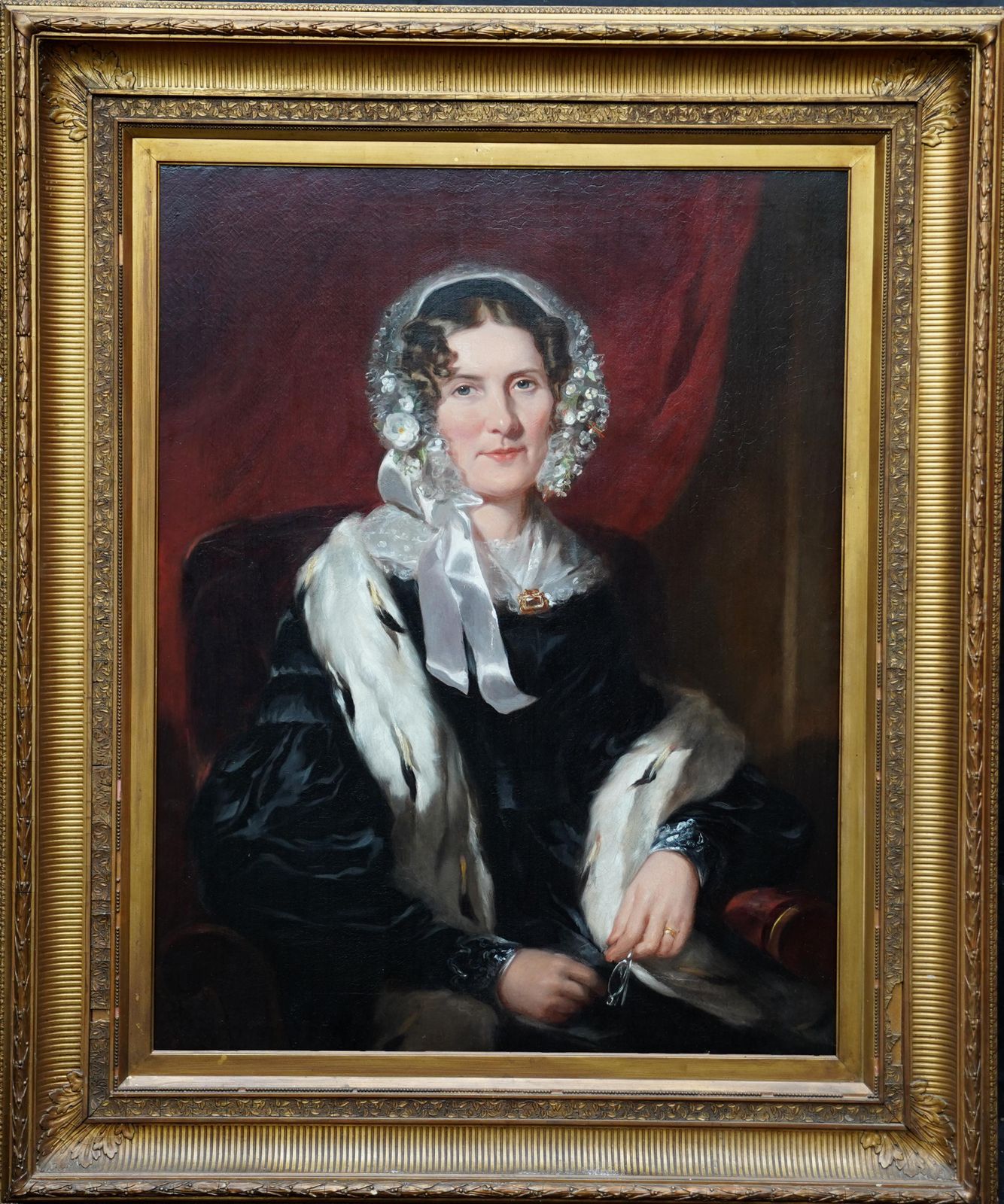 Martin Archer Shee (Circle)portrait Of Lady In Ermine Stole   British 19th Century Art Female Oil Paintingcirca 1845