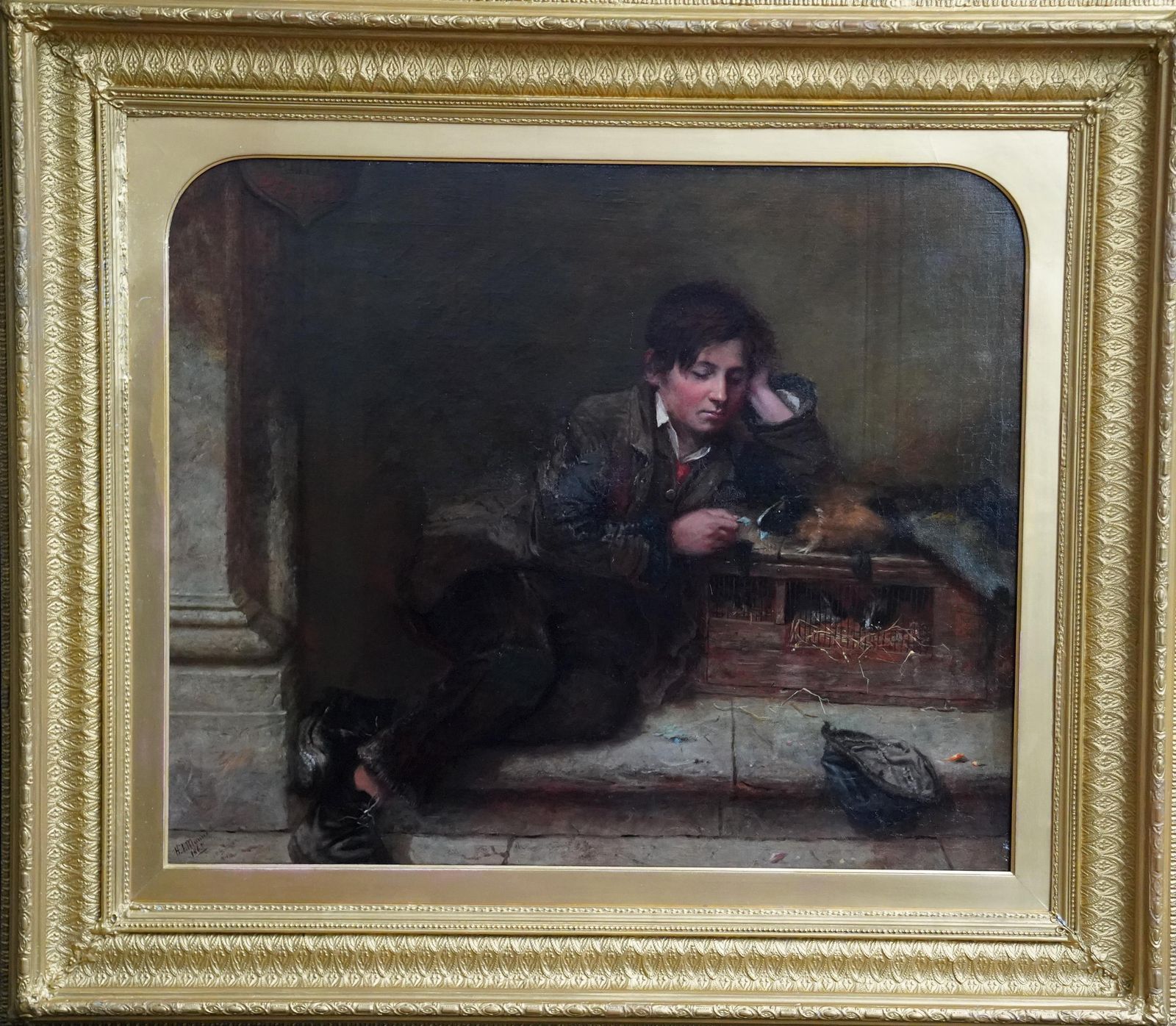 photo buy Henry Turner Munnsboy With Guinea Pig   British Victorian Animal Art Male Portrait Oil Painting1865