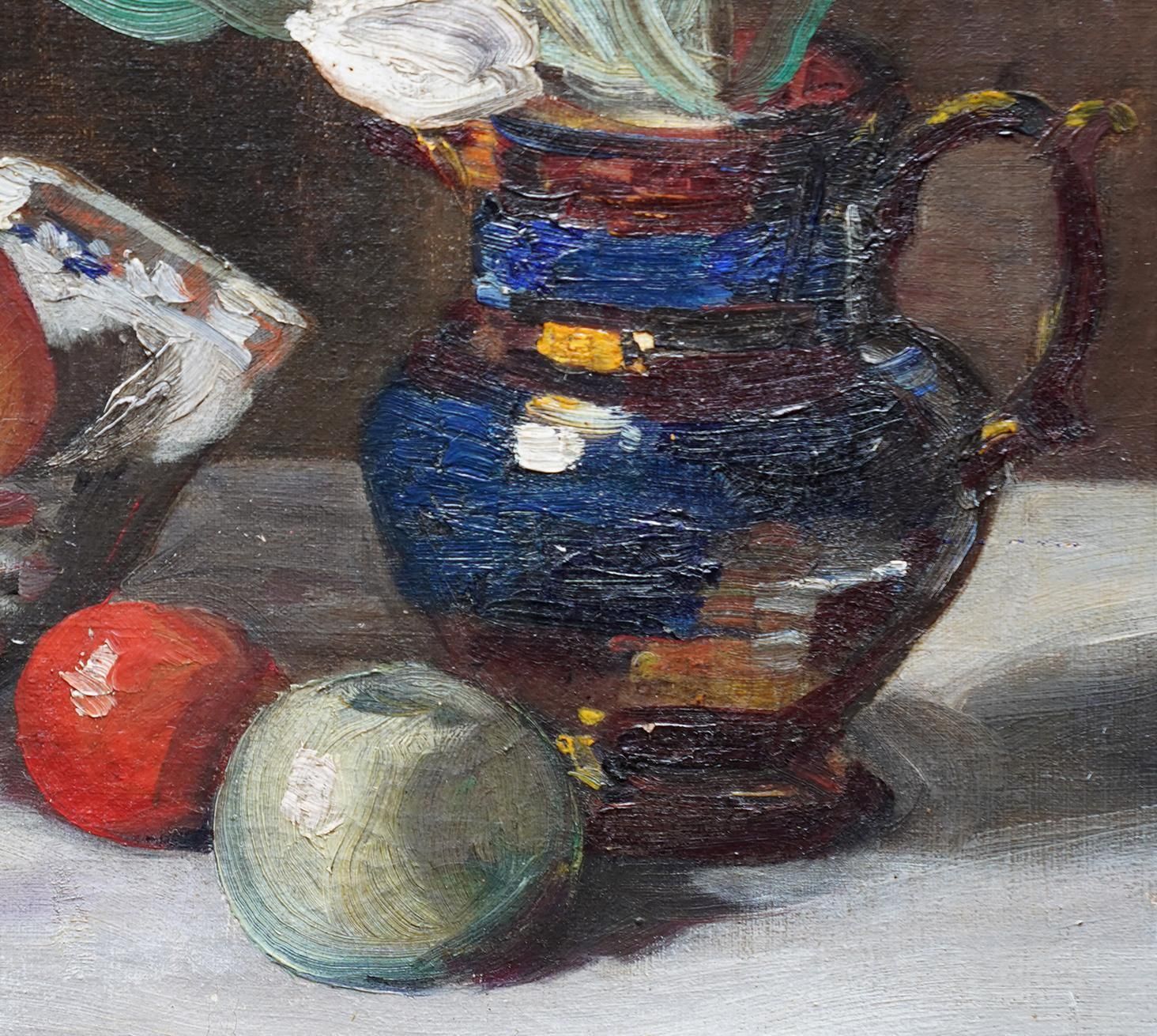 Still Life Of Tulips And Fruit   British 1920's Art Floral Oil Flowerscirca 1920 photo buy