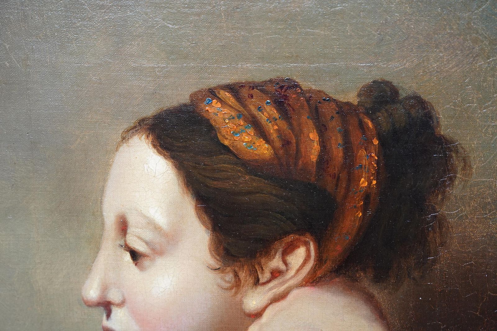 Jean Auguste Dominique Ingres (Circle)portrait Of A Woman In A Red Dress   French Old Master Art Oil Paintingcirca 1810 photo vinterior