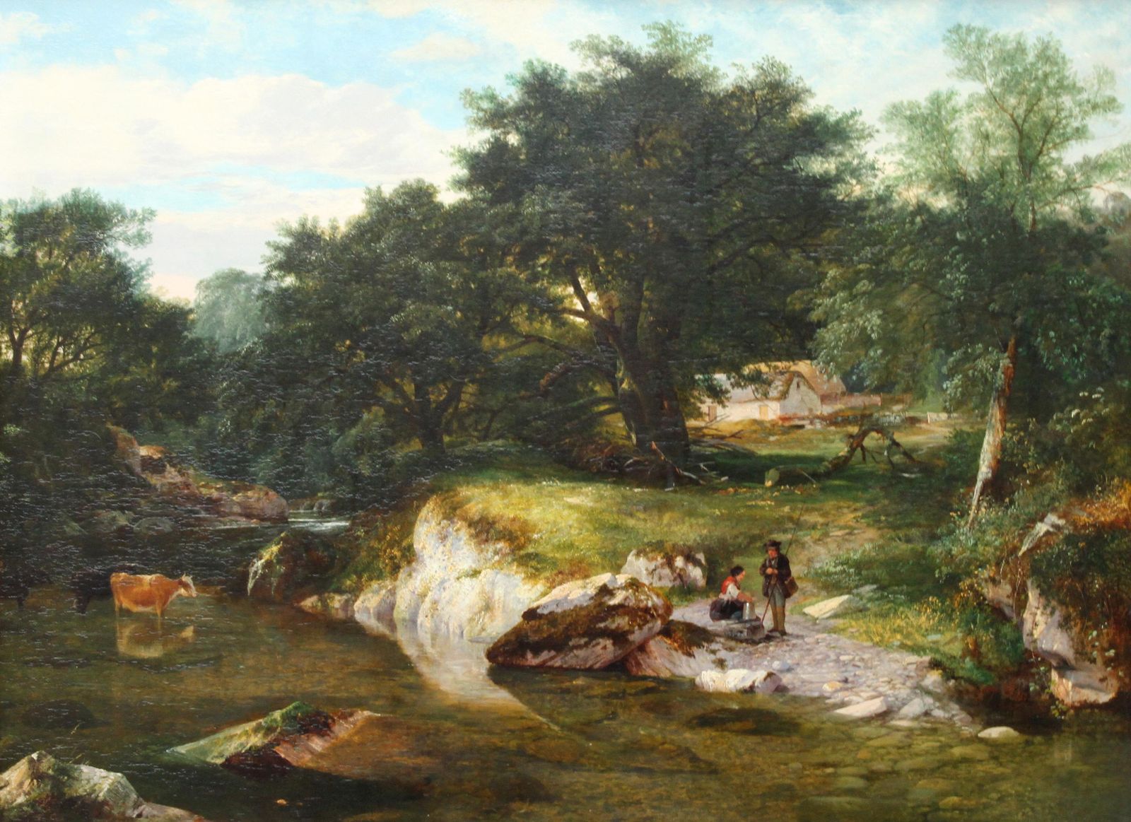 George Colea Stream In The Forest   British Victorian 1859 Art Landscape Oil Painting1859 photo furniture