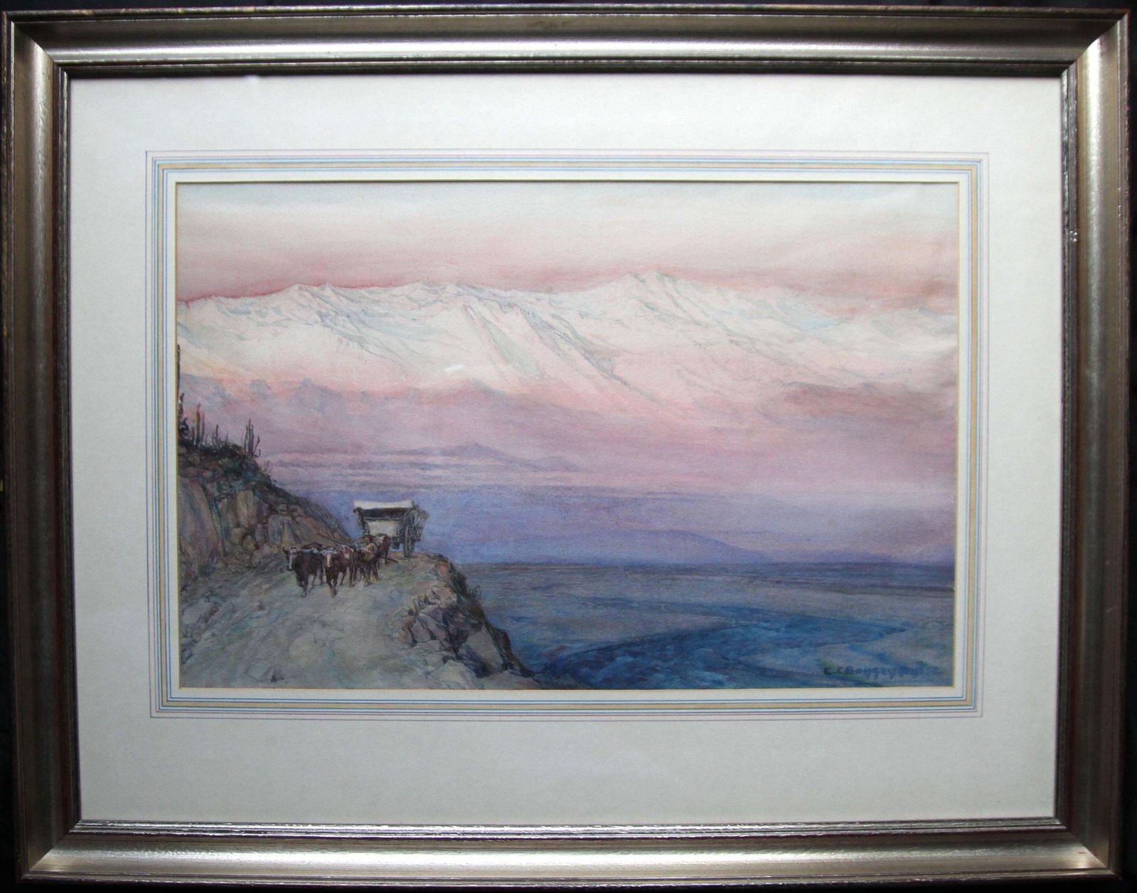 Ernest Courtois De Bonnencontreandes Mountains   French 19thc Post Impressionist Art Peru Mountainous Landscapecirca 1900