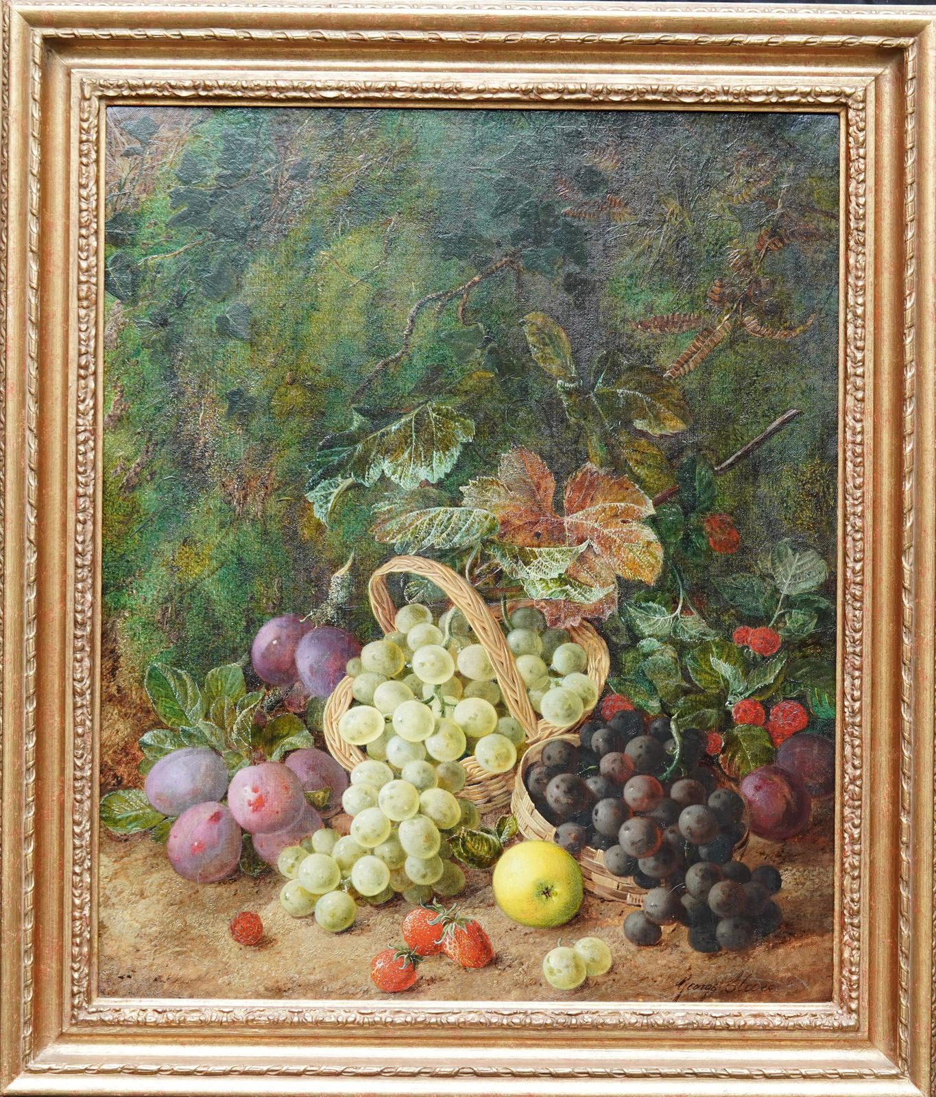 George Clarestill Life Of Fruit   British 19th Century Victorian Art Oil Painting Still Lifecirca 1870