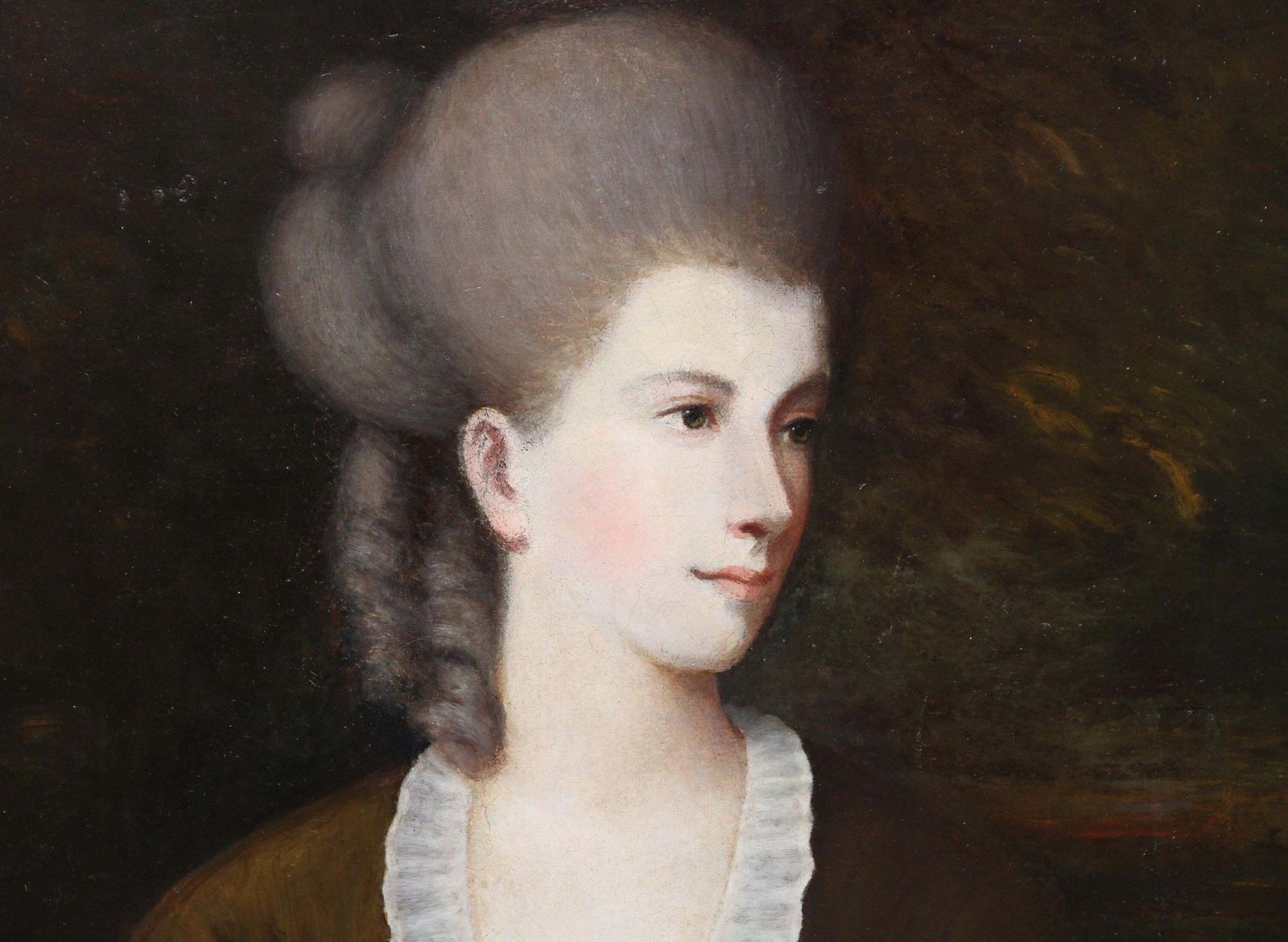 Portrait Of A Lady With A Blue Bow   British 18thc Art Old Master Oil Paintingcirca 1780 photo vinterior
